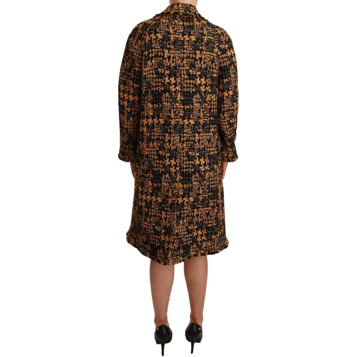 Dolce & Gabbana Multicolor Notch Lapel Long Cardigan Coat WOMAN COATS & JACKETS Dolce & Gabbana Black