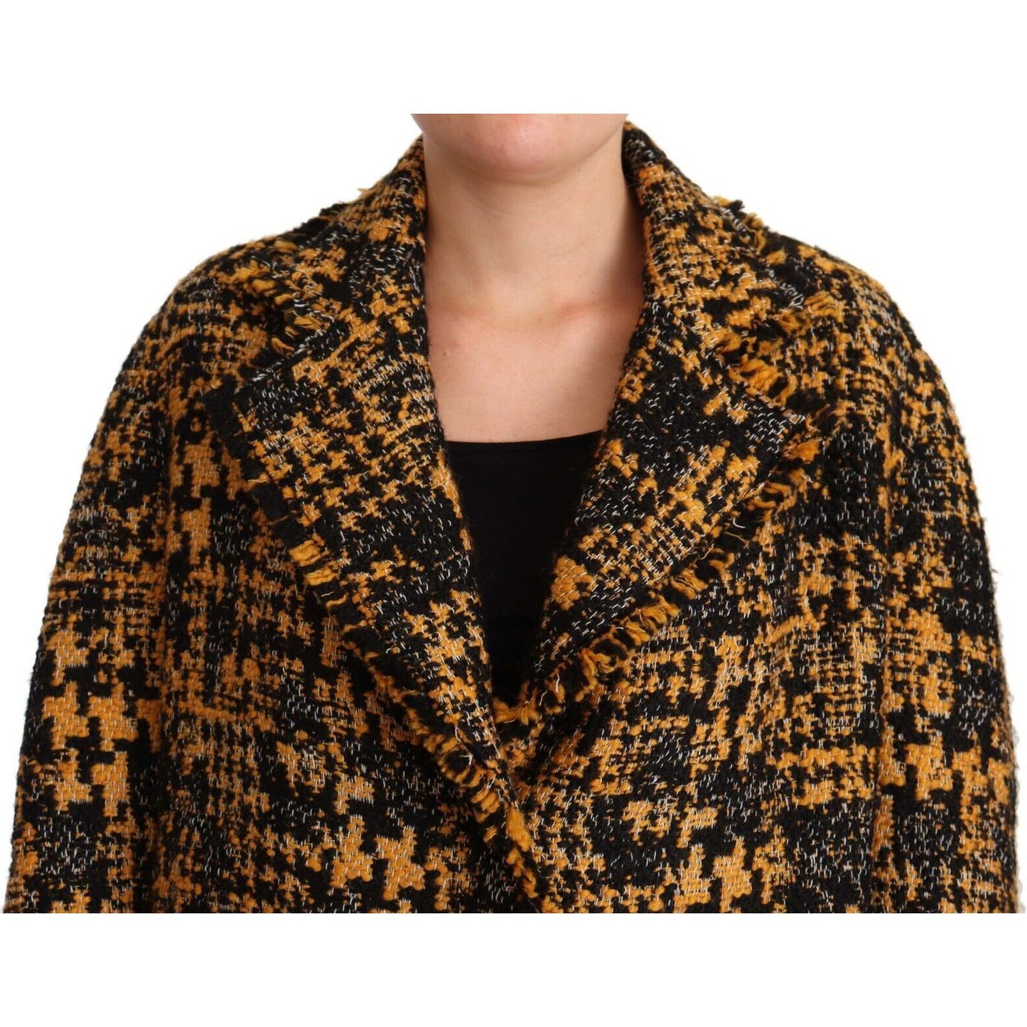 Dolce & Gabbana Multicolor Notch Lapel Long Cardigan Coat WOMAN COATS & JACKETS Dolce & Gabbana Dark Khaki
