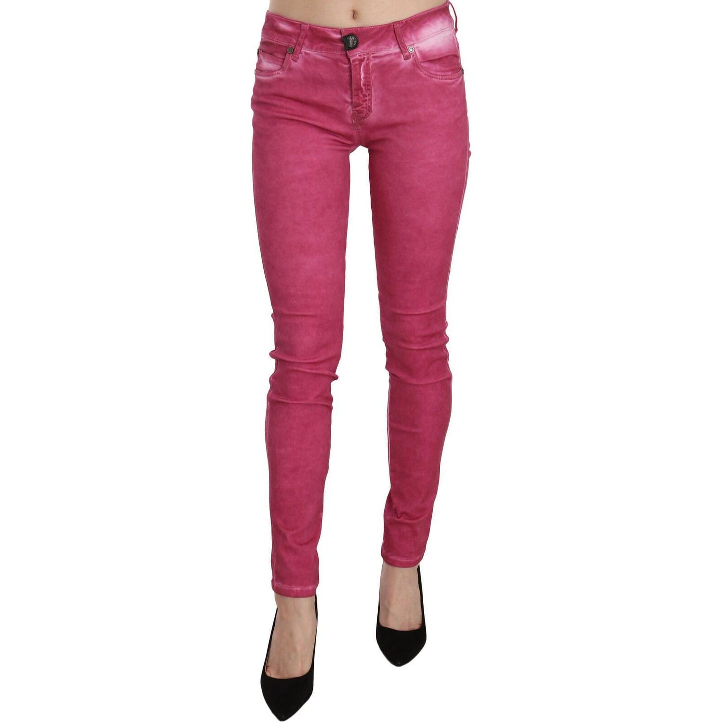 Dolce & Gabbana Chic Pink Mid Waist Skinny Pants Jeans & Pants Dolce & Gabbana Maroon