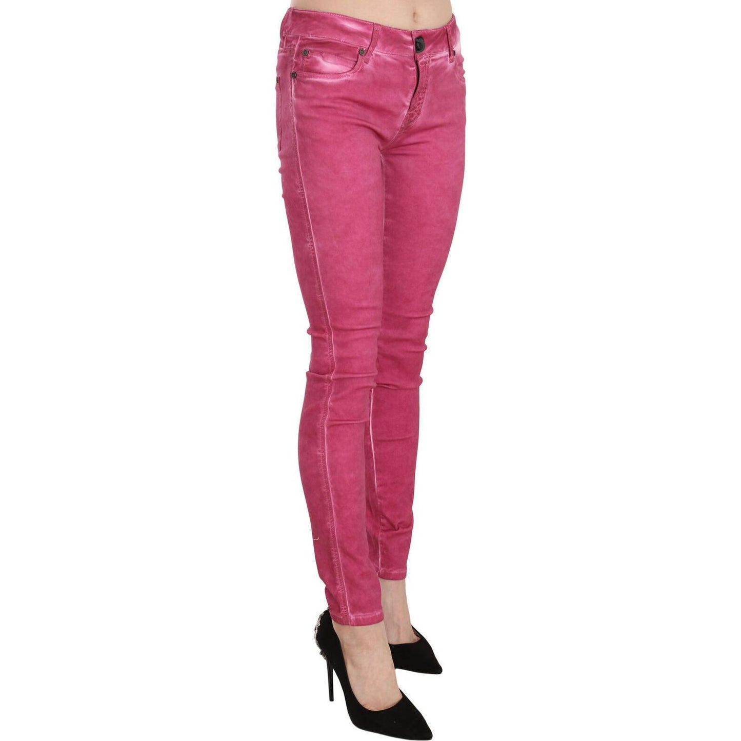 Dolce & Gabbana Chic Pink Mid Waist Skinny Pants Jeans & Pants Dolce & Gabbana Maroon