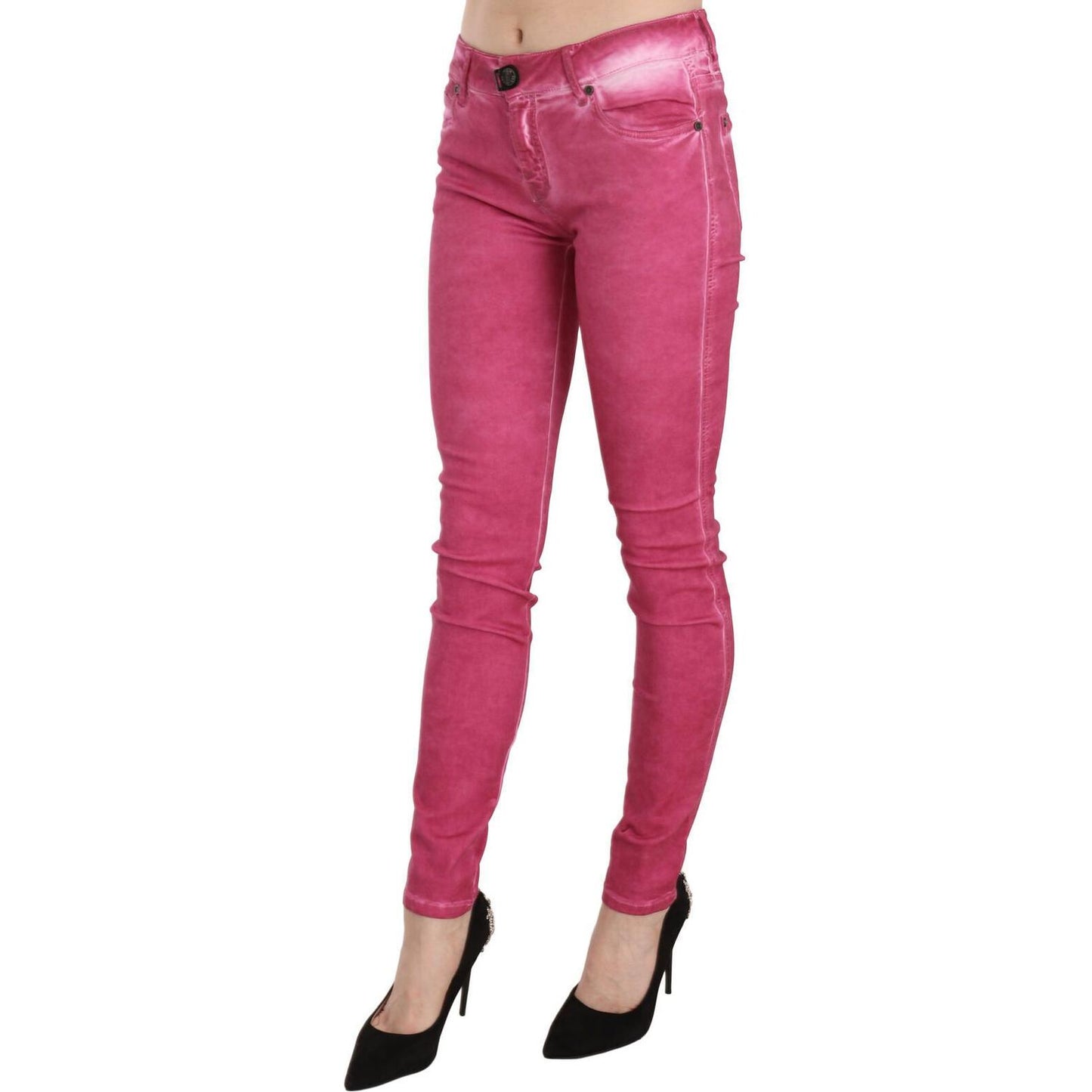 Dolce & Gabbana Chic Pink Mid Waist Skinny Pants Jeans & Pants Dolce & Gabbana Maroon