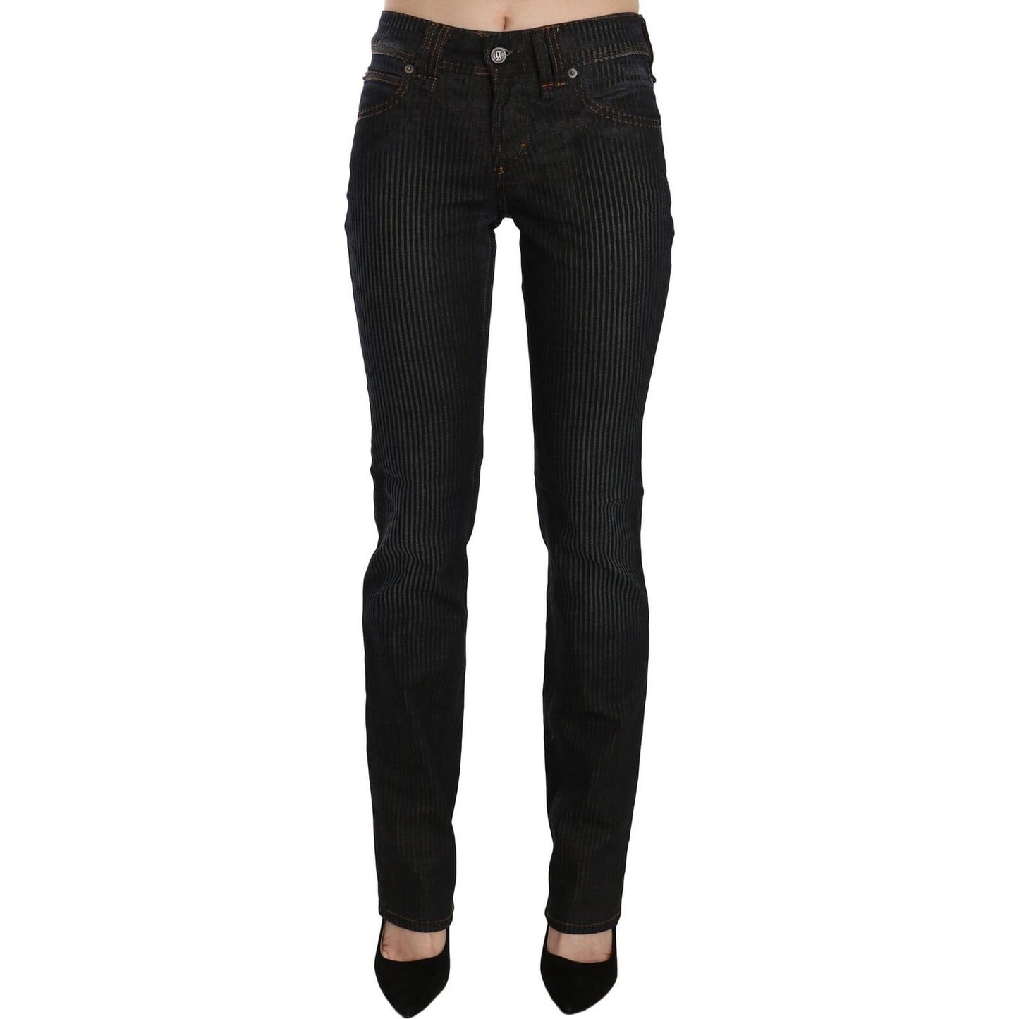 John Galliano Elegant Black Slim Fit Corduroy Jeans Jeans & Pants John Galliano Black