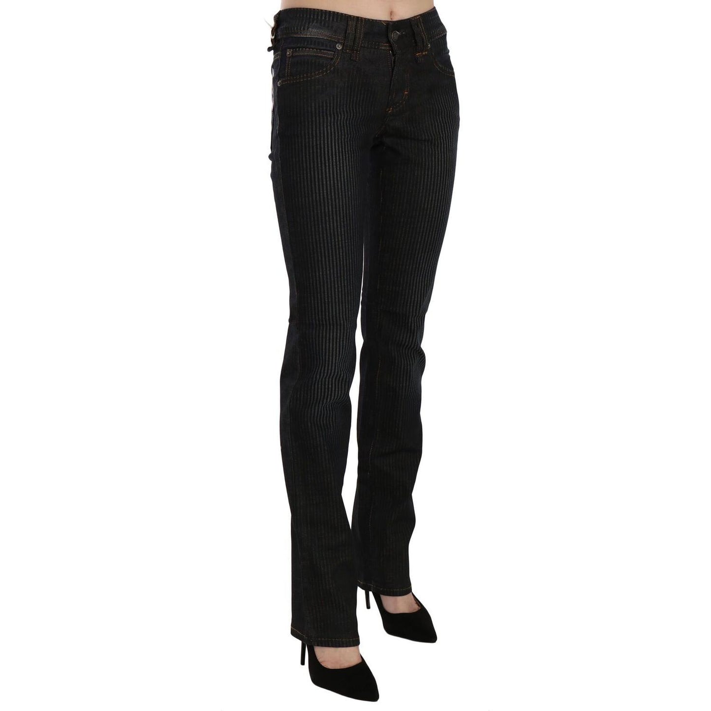 John Galliano Elegant Black Slim Fit Corduroy Jeans Jeans & Pants John Galliano Black
