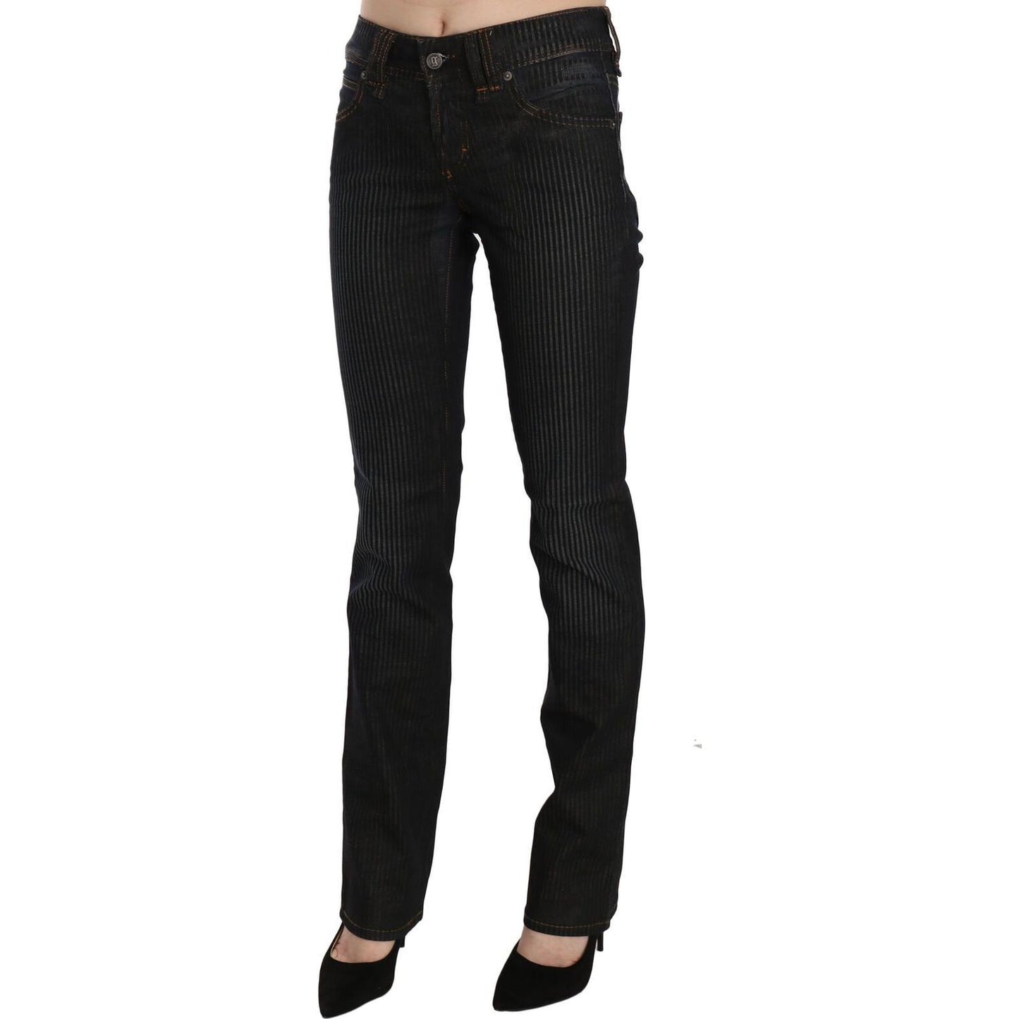 John Galliano Elegant Black Slim Fit Corduroy Jeans Jeans & Pants John Galliano Black