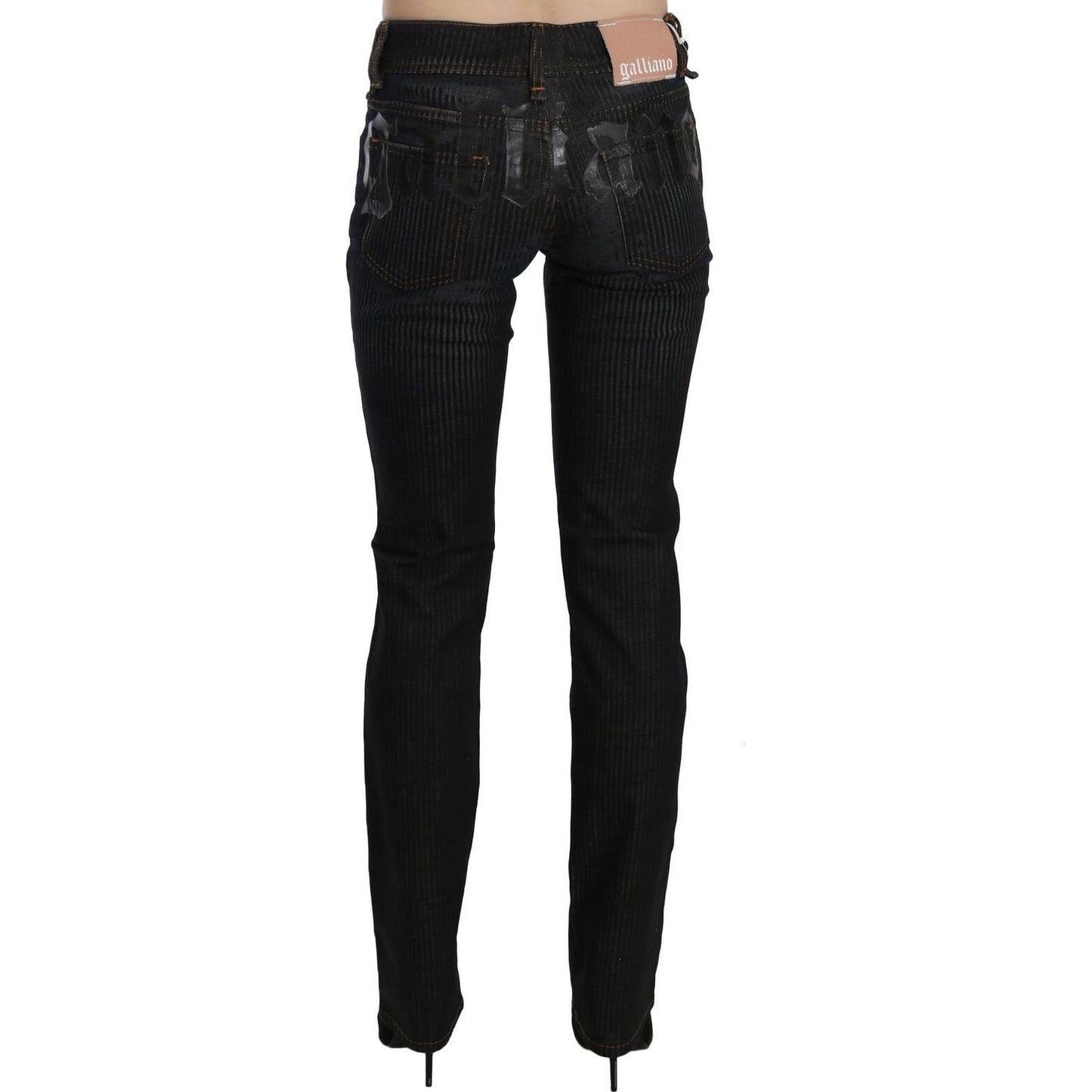 John Galliano Elegant Black Slim Fit Corduroy Jeans Jeans & Pants John Galliano Black