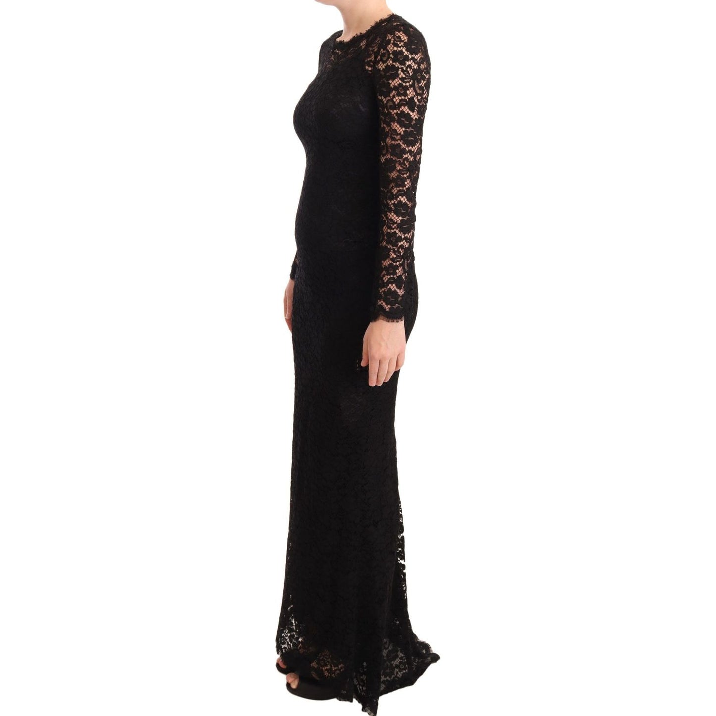 Dolce & Gabbana Elegant Laminated Lace Mermaid Dress WOMAN DRESSES Dolce & Gabbana Black