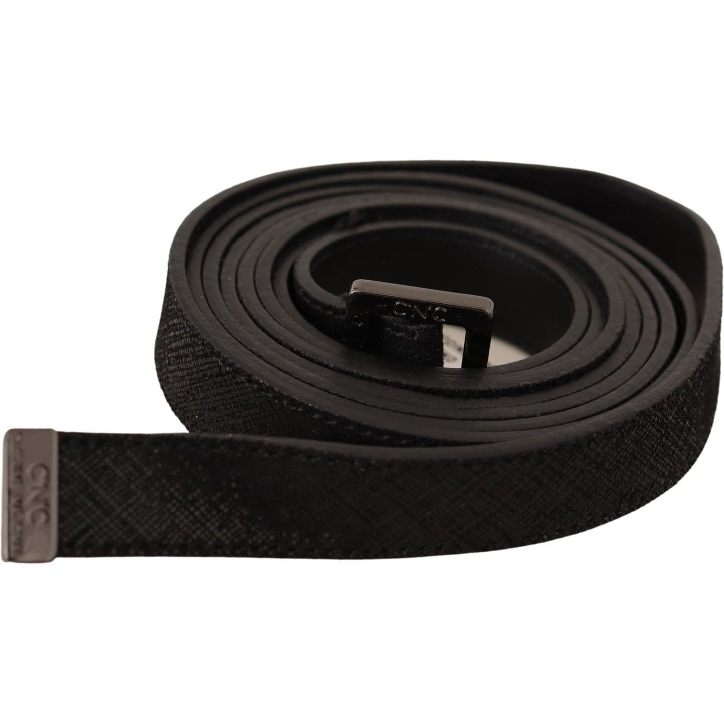 Costume National Chic Black Leather Fashion Belt with Metal Buckle WOMAN BELTS Costume National Black