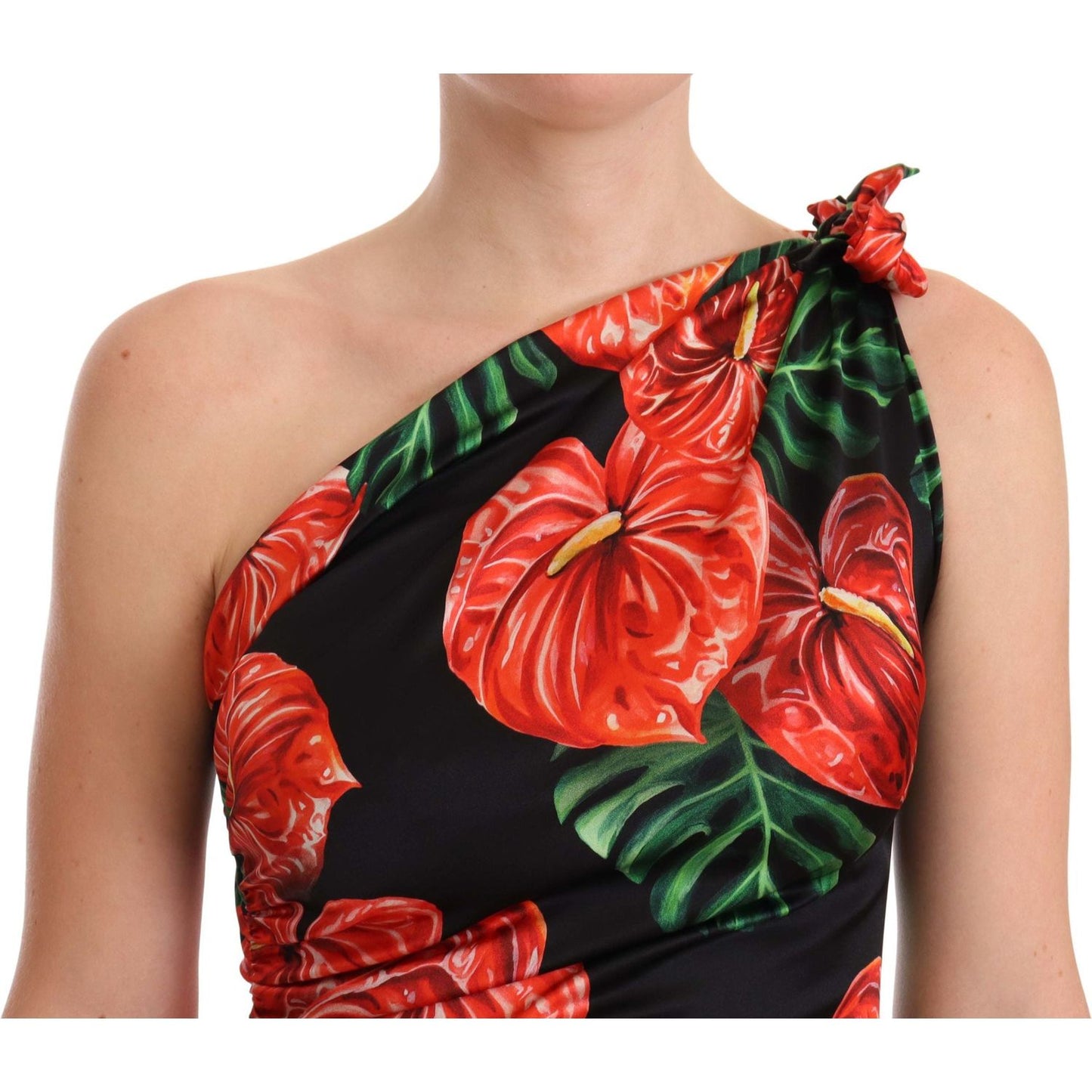 Dolce & Gabbana Elegant Floral Silk Draped Dress WOMAN DRESSES Dolce & Gabbana Rosy Brown