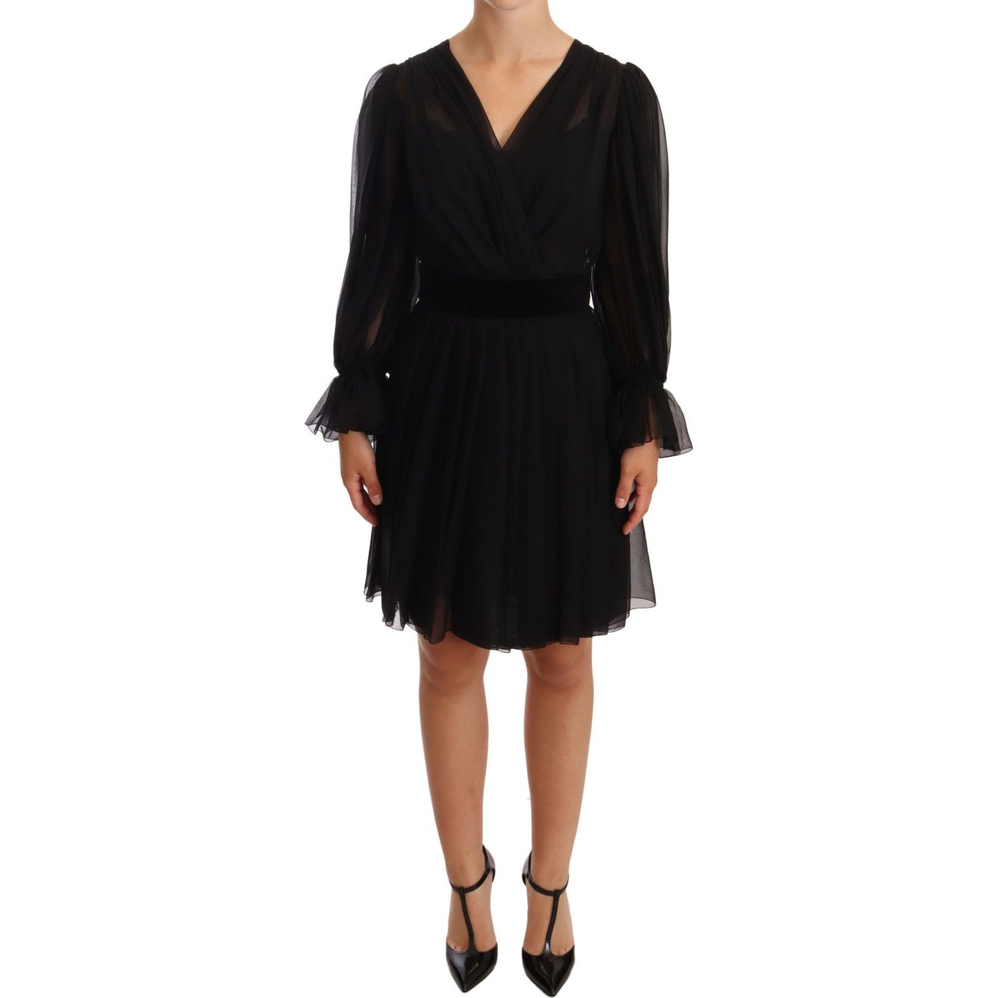 Dolce & Gabbana Elegant V-Neck Silk Blend Mini Dress WOMAN DRESSES Dolce & Gabbana Rosy Brown