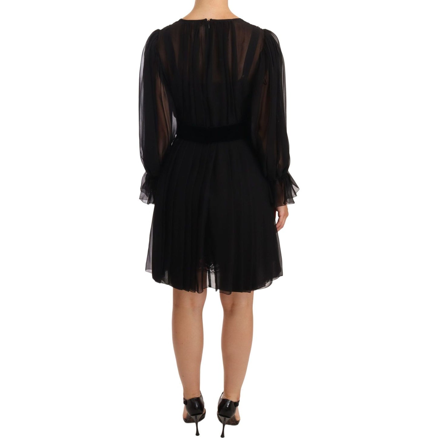 Dolce & Gabbana Elegant V-Neck Silk Blend Mini Dress WOMAN DRESSES Dolce & Gabbana Rosy Brown