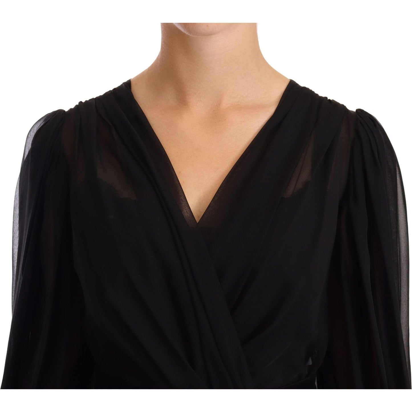 Dolce & Gabbana Elegant V-Neck Silk Blend Mini Dress WOMAN DRESSES Dolce & Gabbana Tan