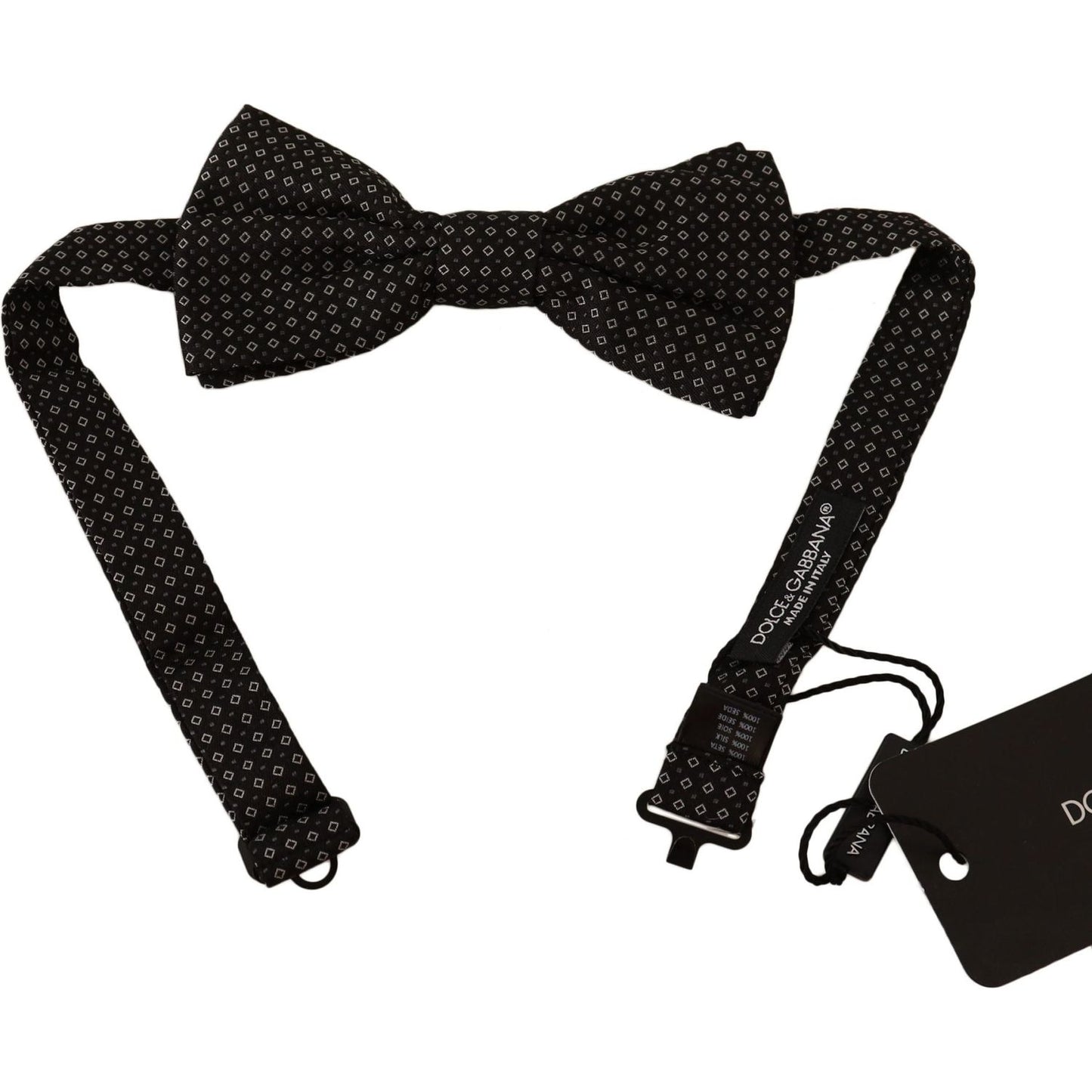 Dolce & Gabbana Elegant Black Patterned Silk Bow Tie Dolce & Gabbana Black