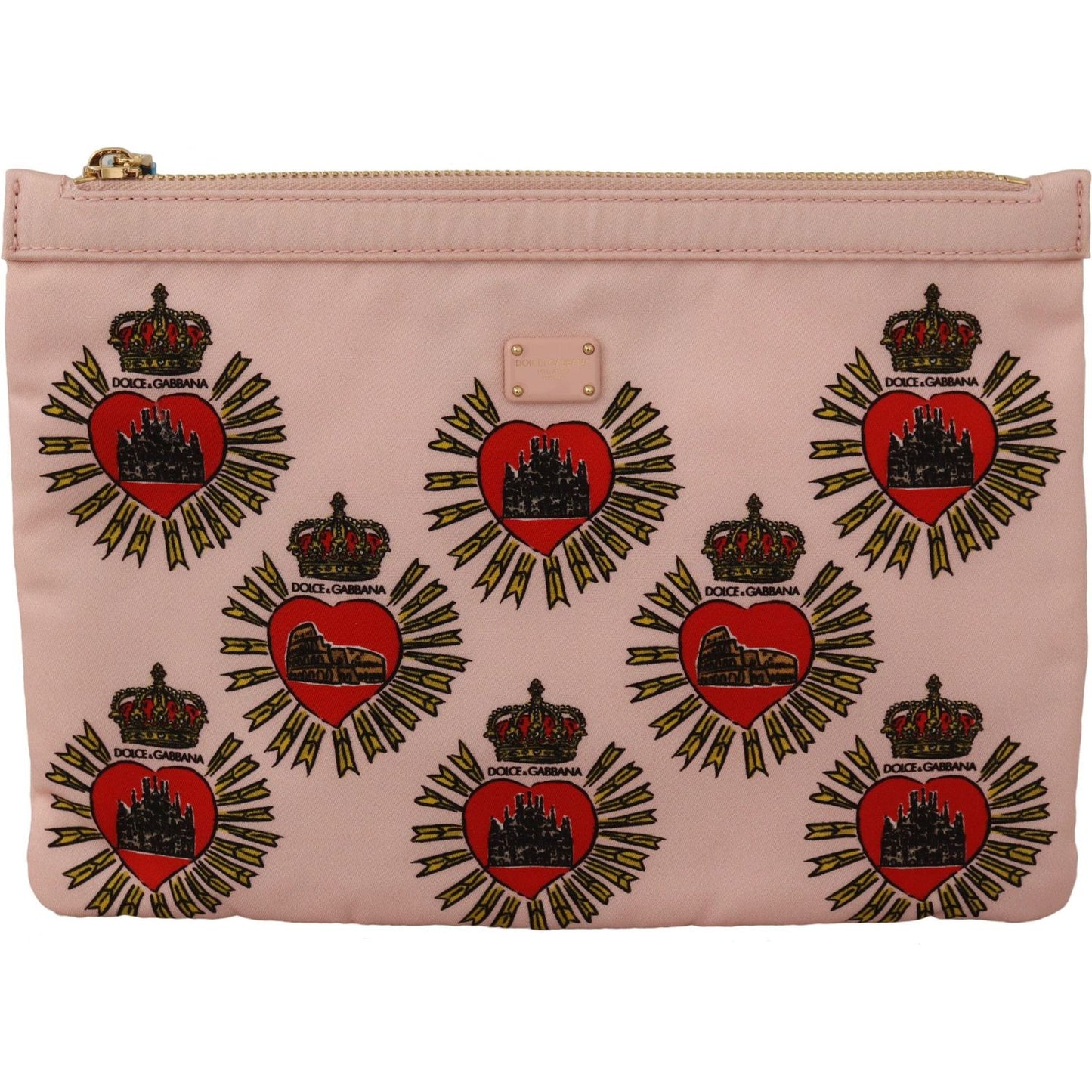 Dolce & Gabbana Elegant Pink Heart Clutch Wallet WOMAN WALLETS Dolce & Gabbana Rosy Brown