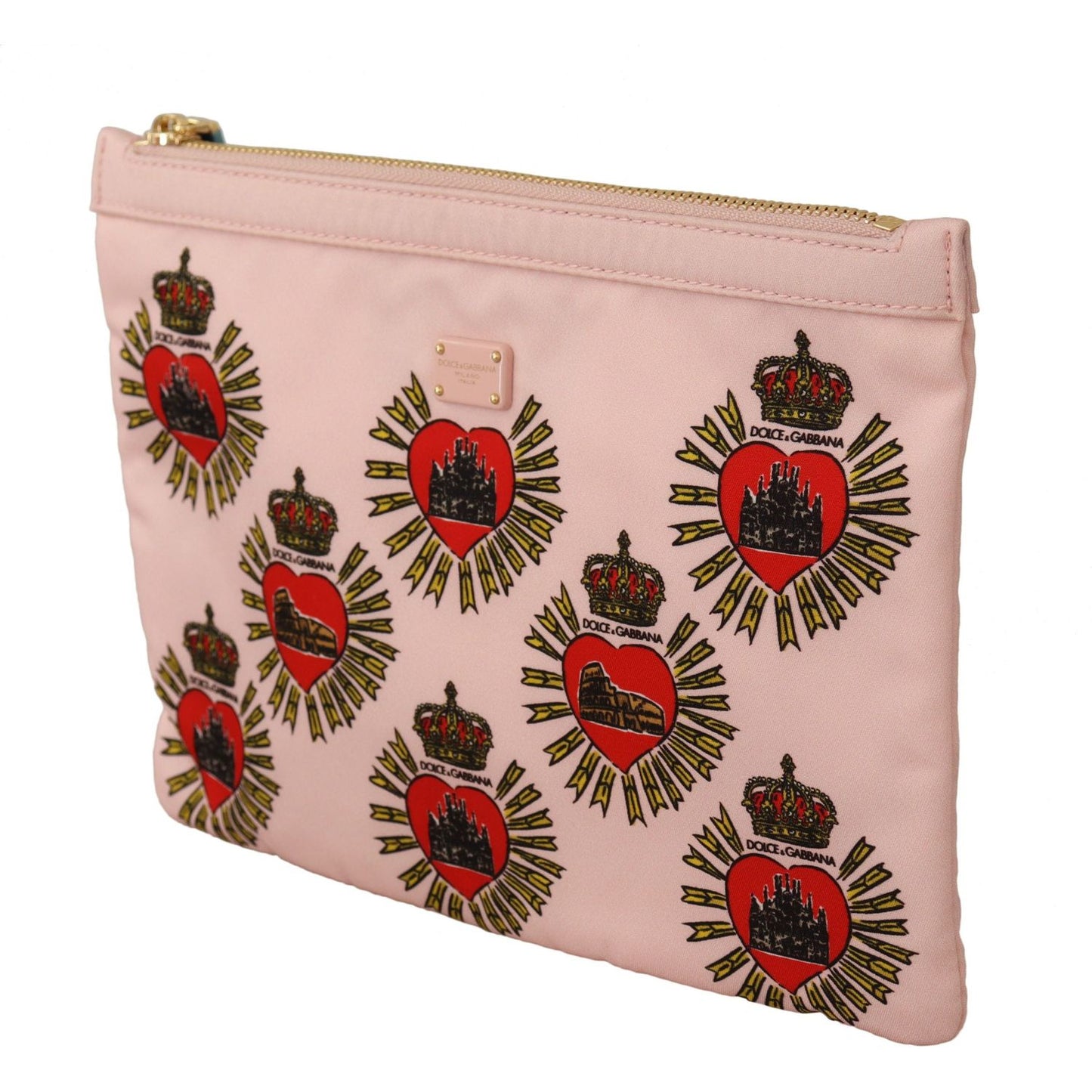 Dolce & Gabbana Elegant Pink Heart Clutch Wallet WOMAN WALLETS Dolce & Gabbana Tan