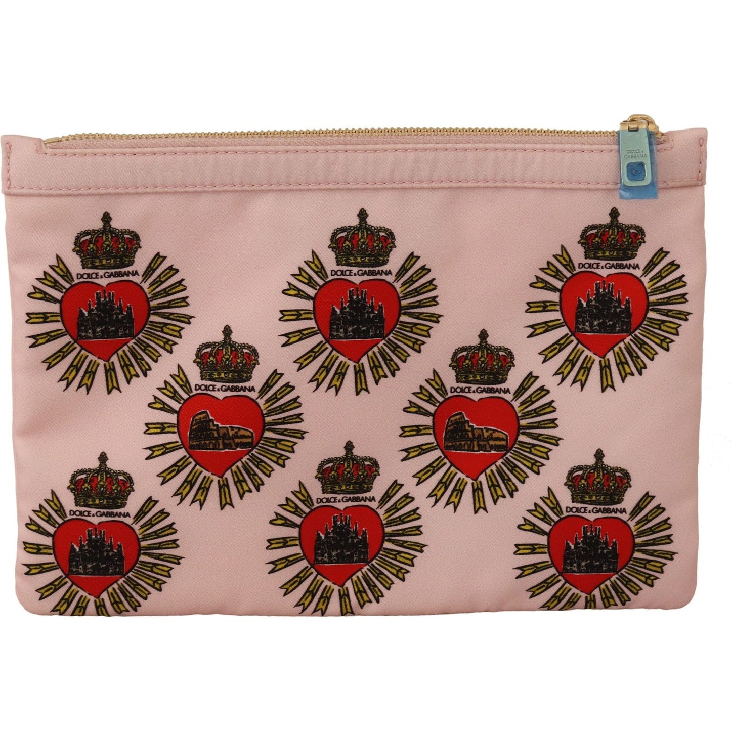 Dolce & Gabbana Elegant Pink Heart Clutch Wallet WOMAN WALLETS Dolce & Gabbana Rosy Brown