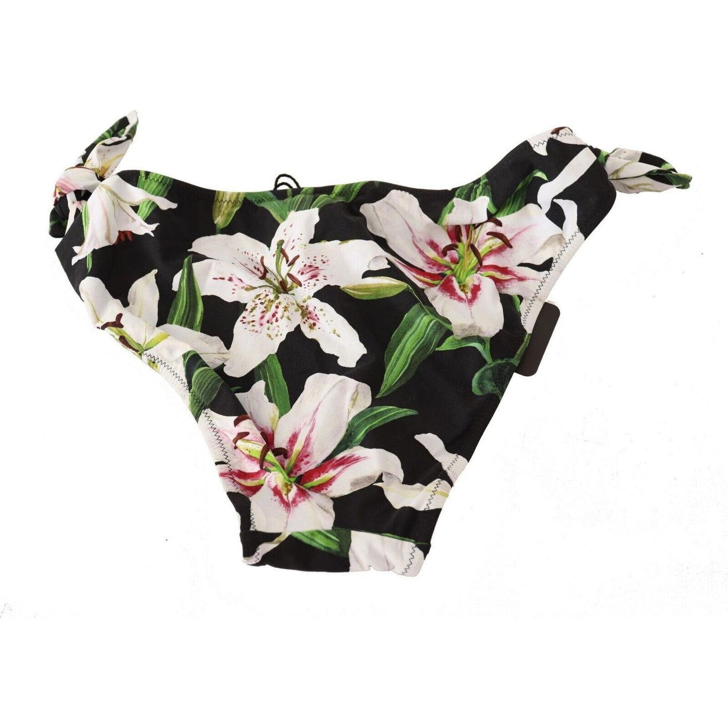 Dolce & Gabbana Elegant Lily-Print Bikini Bottom WOMAN SWIMWEAR Dolce & Gabbana Black