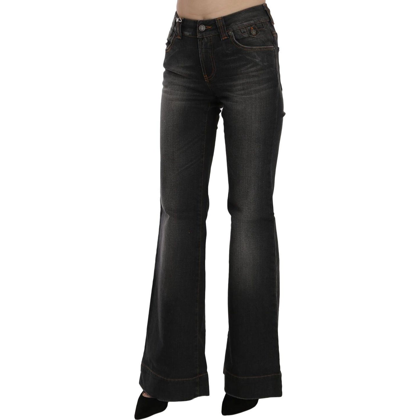Dolce & Gabbana Svelte Mid Waist Flared Black Denim Jeans & Pants Dolce & Gabbana Black