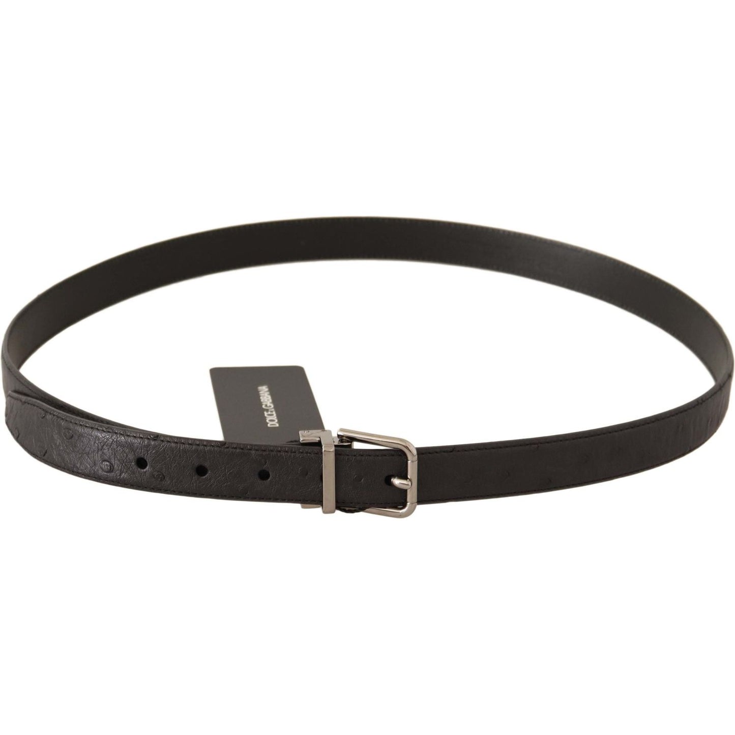 Dolce & Gabbana Elegant Black Leather Belt with Silver Buckle MAN BELTS Dolce & Gabbana Dark Slate Gray