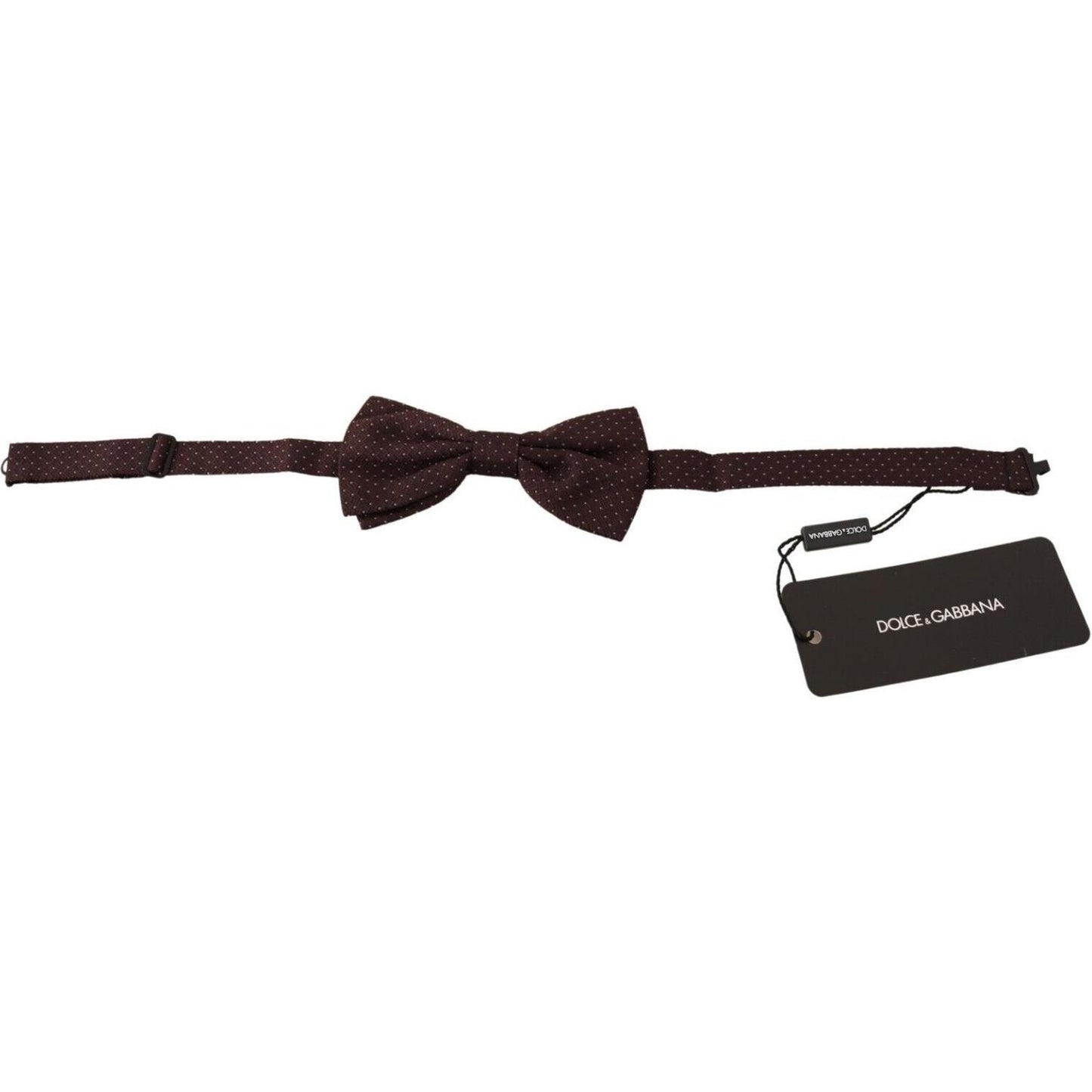 Dolce & Gabbana Elegant Brown Dot Pattern Silk Bow Tie Necktie Dolce & Gabbana Dark Slate Gray