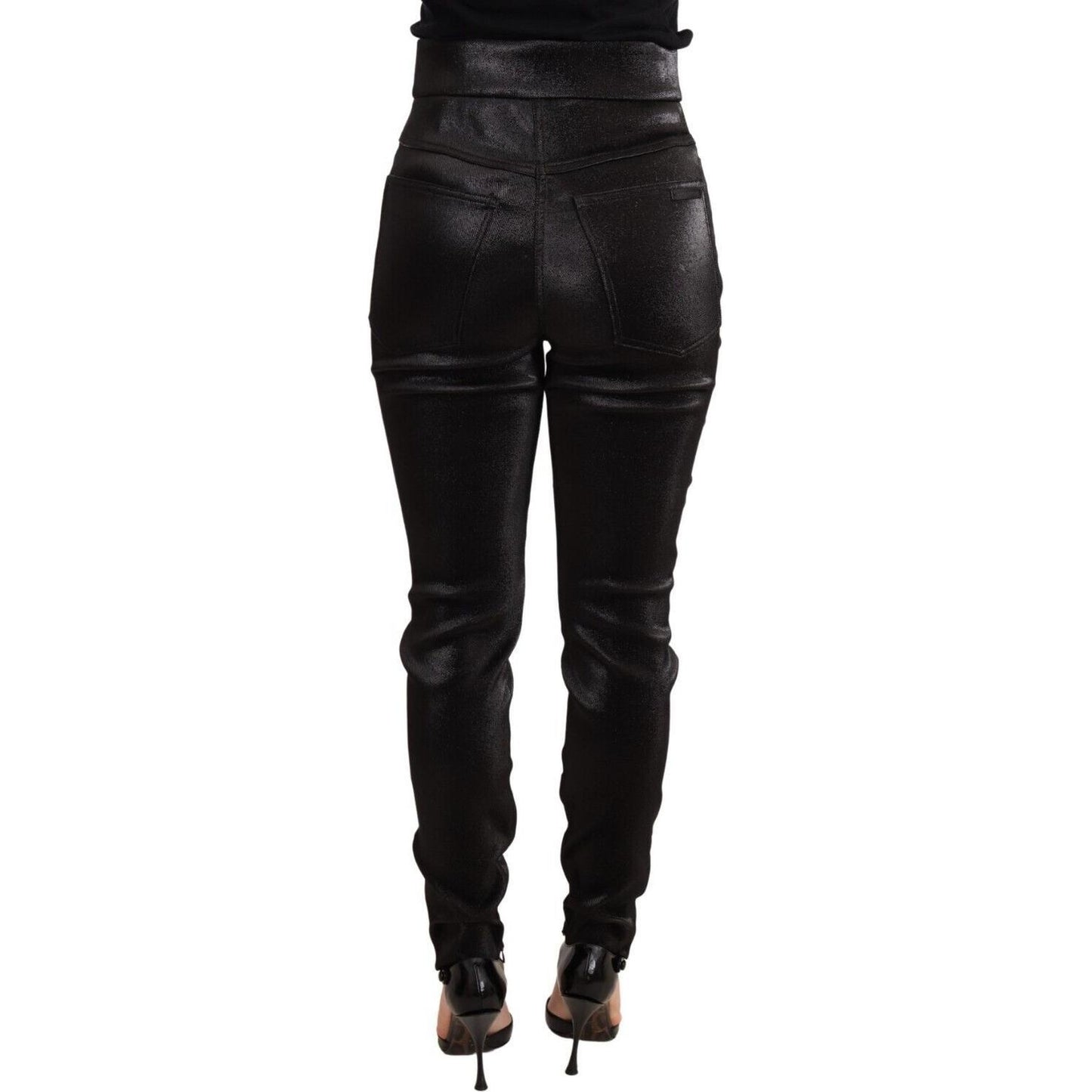 Dolce & Gabbana Elegant Slim Fit Shimmer Cropped Pants Jeans & Pants Dolce & Gabbana Black