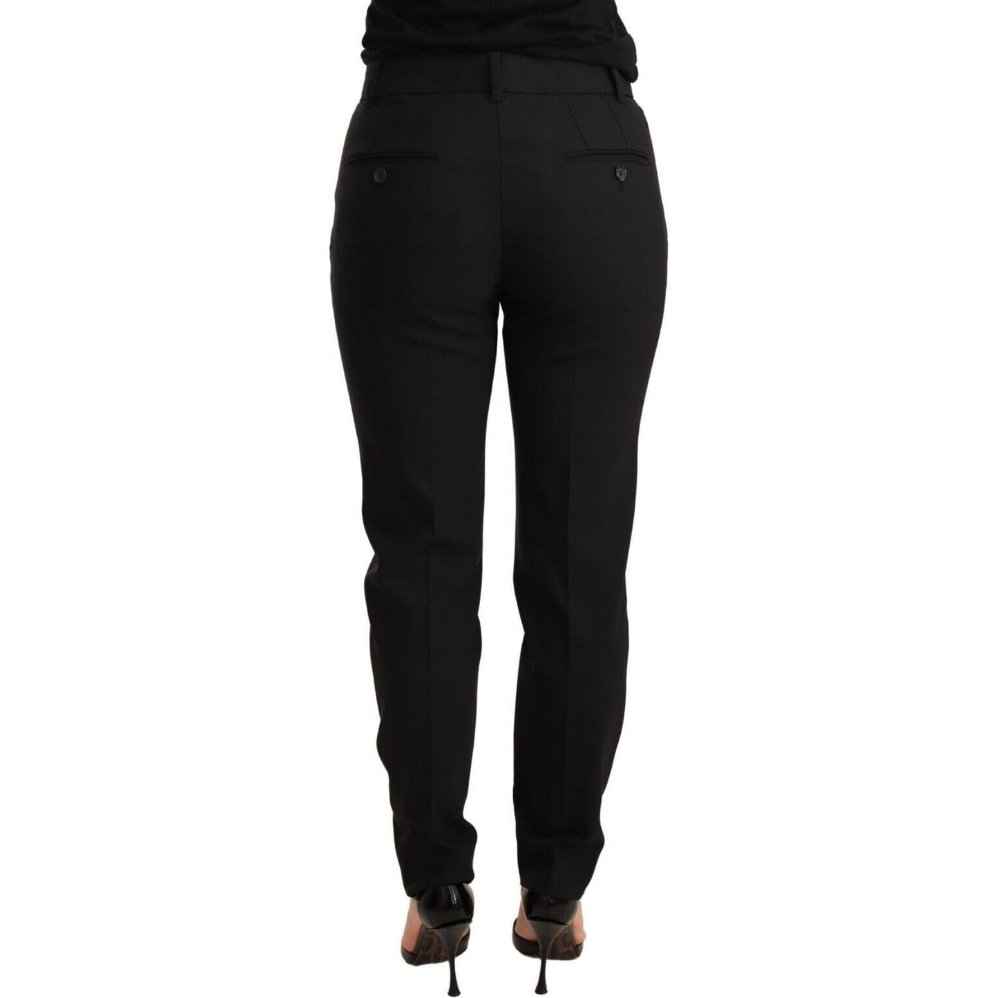 Dolce & Gabbana Elegant Tapered Virgin Wool Trousers Jeans & Pants Dolce & Gabbana Black
