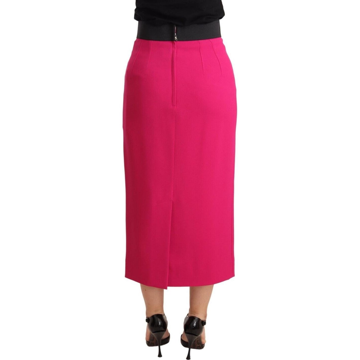 Dolce & Gabbana Elegant High-Waisted Pencil Skirt in Pink Skirt Dolce & Gabbana Maroon