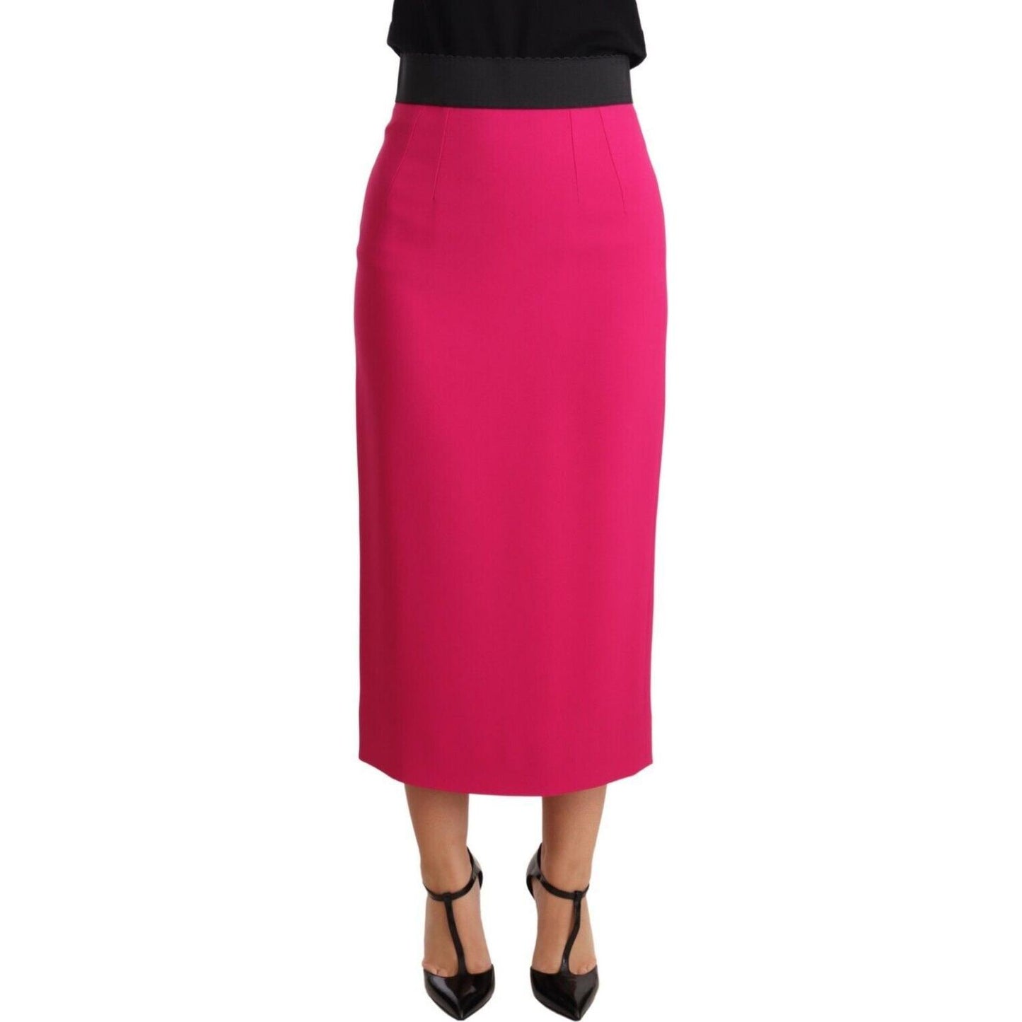 Dolce & Gabbana Elegant High-Waisted Pencil Skirt in Pink Skirt Dolce & Gabbana Maroon