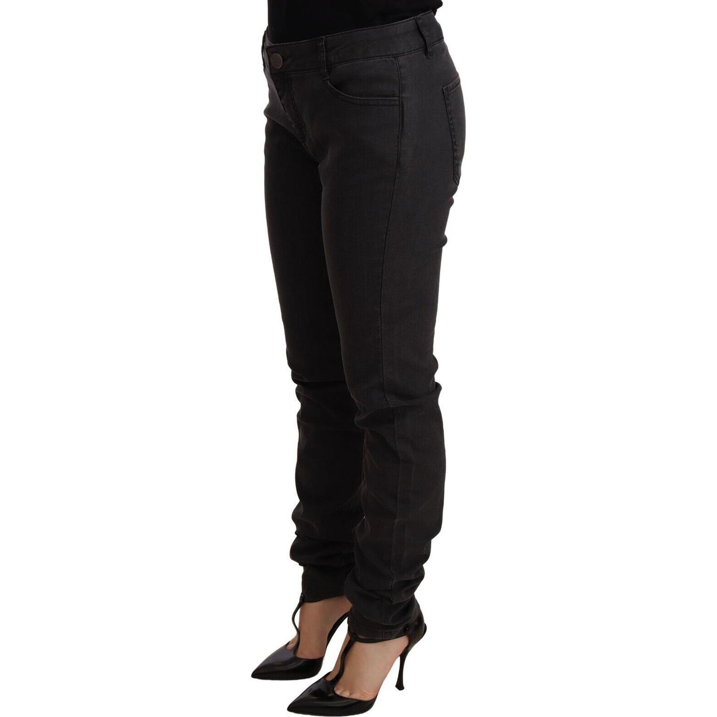 PINKO Chic Mid Waist Skinny Black Denim Jeans & Pants PINKO Black