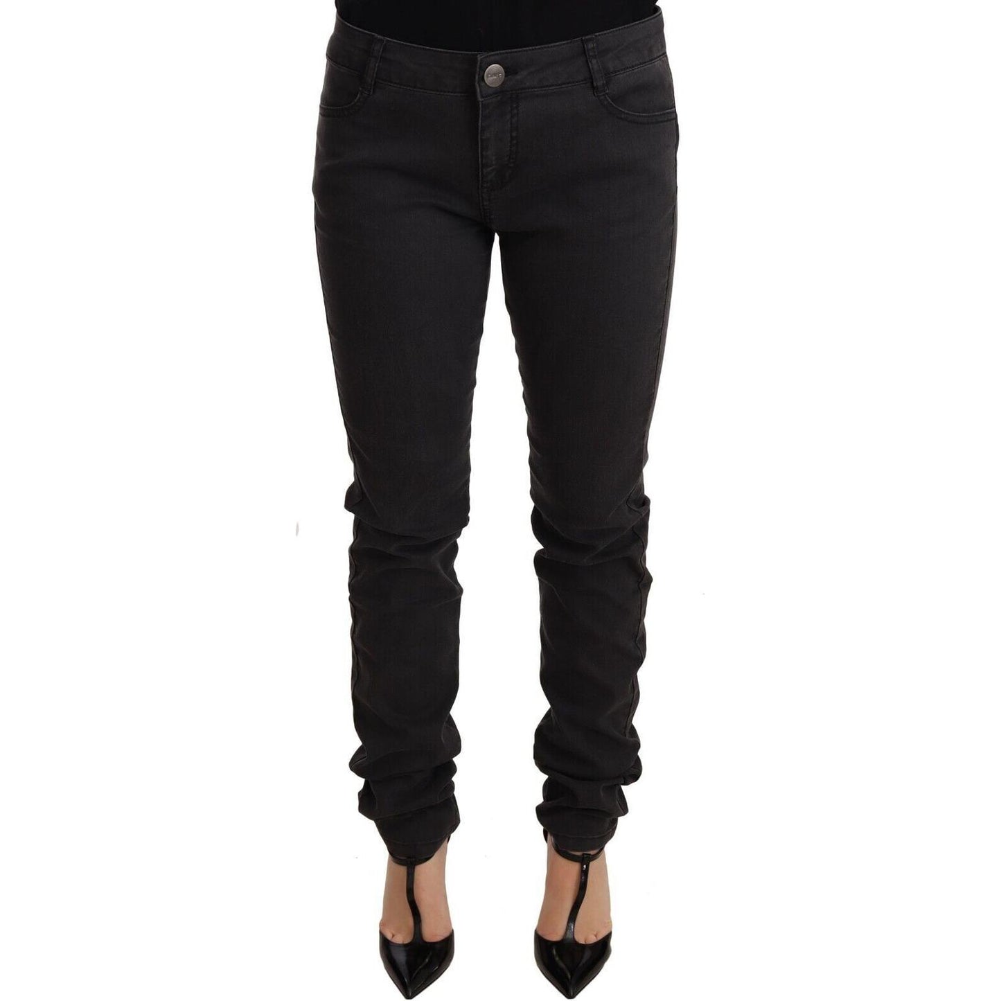 PINKO Chic Mid Waist Skinny Black Denim Jeans & Pants PINKO Black