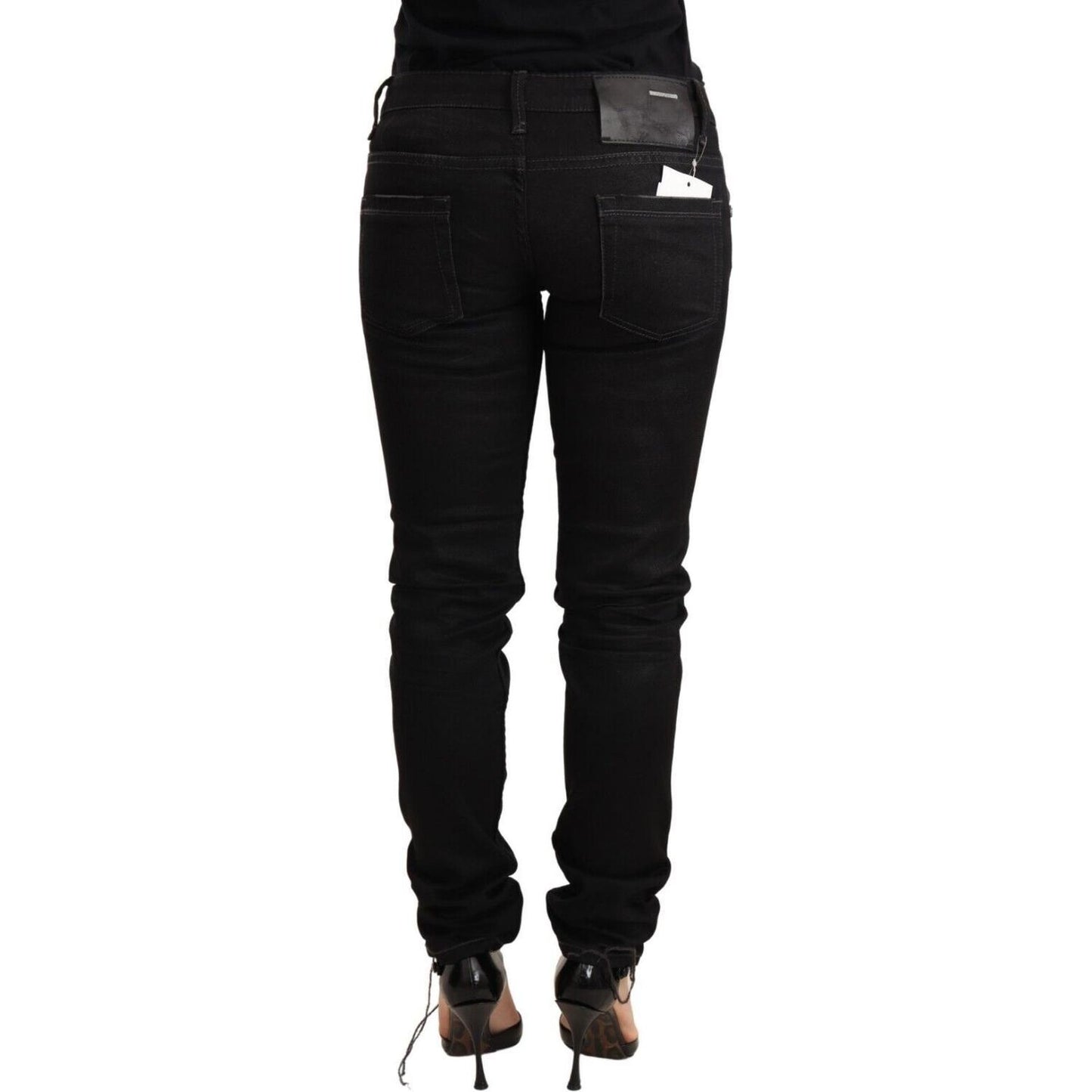 Acht Sleek Black Washed Skinny Jeans Jeans & Pants Acht Black