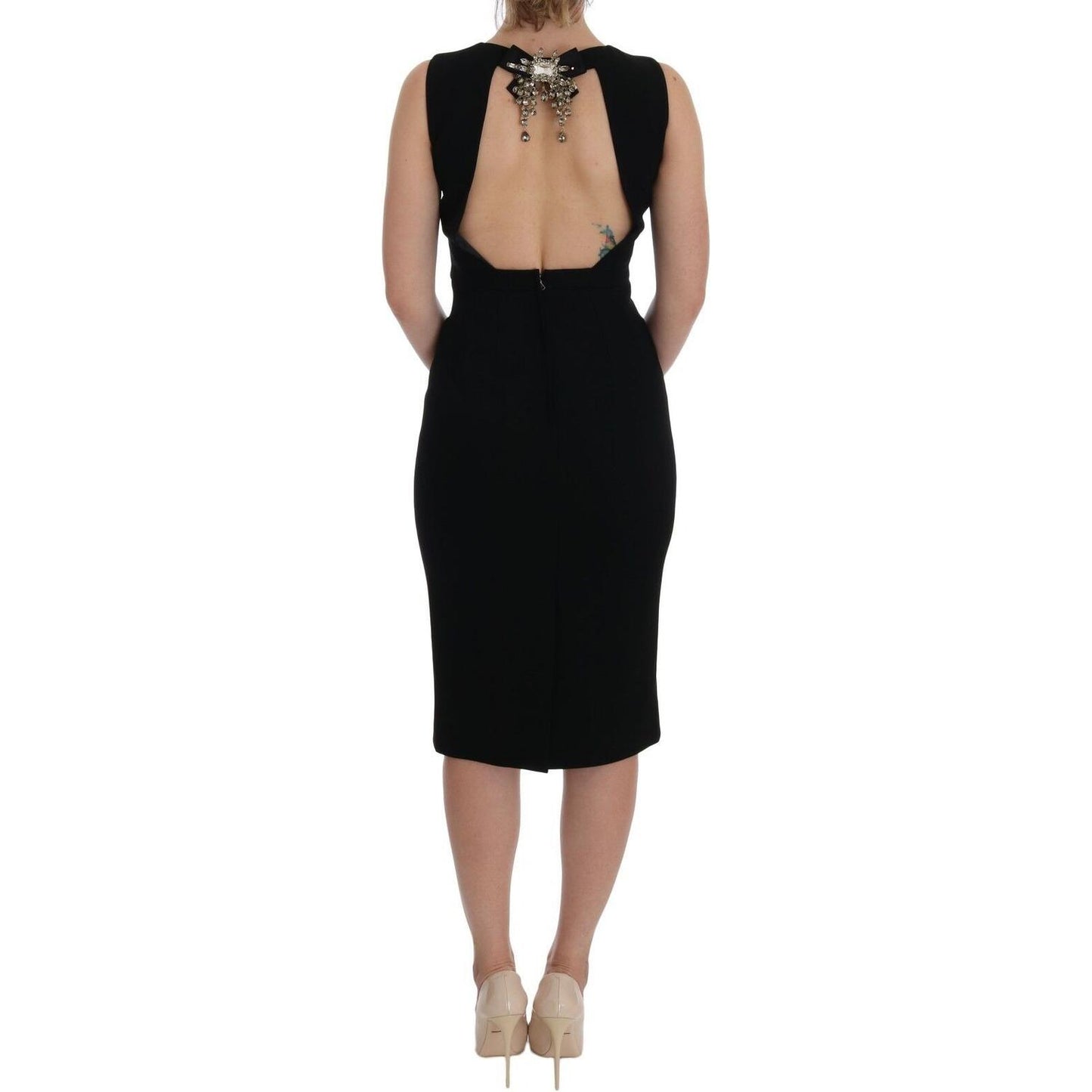 Dolce & Gabbana Elegant Crystal Sheath Knee-Length Dress WOMAN DRESSES Dolce & Gabbana Rosy Brown