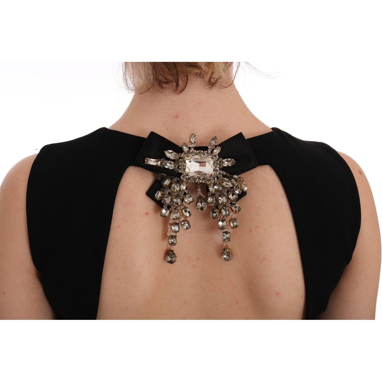Dolce & Gabbana Elegant Crystal Sheath Knee-Length Dress WOMAN DRESSES Dolce & Gabbana Rosy Brown