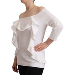 EXTERIOR White Long Sleeves Off Shoulder Women Top Blouse TSH7444 - 44