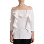 EXTERIOR White Long Sleeves Off Shoulder Women Top Blouse TSH7444 - 44