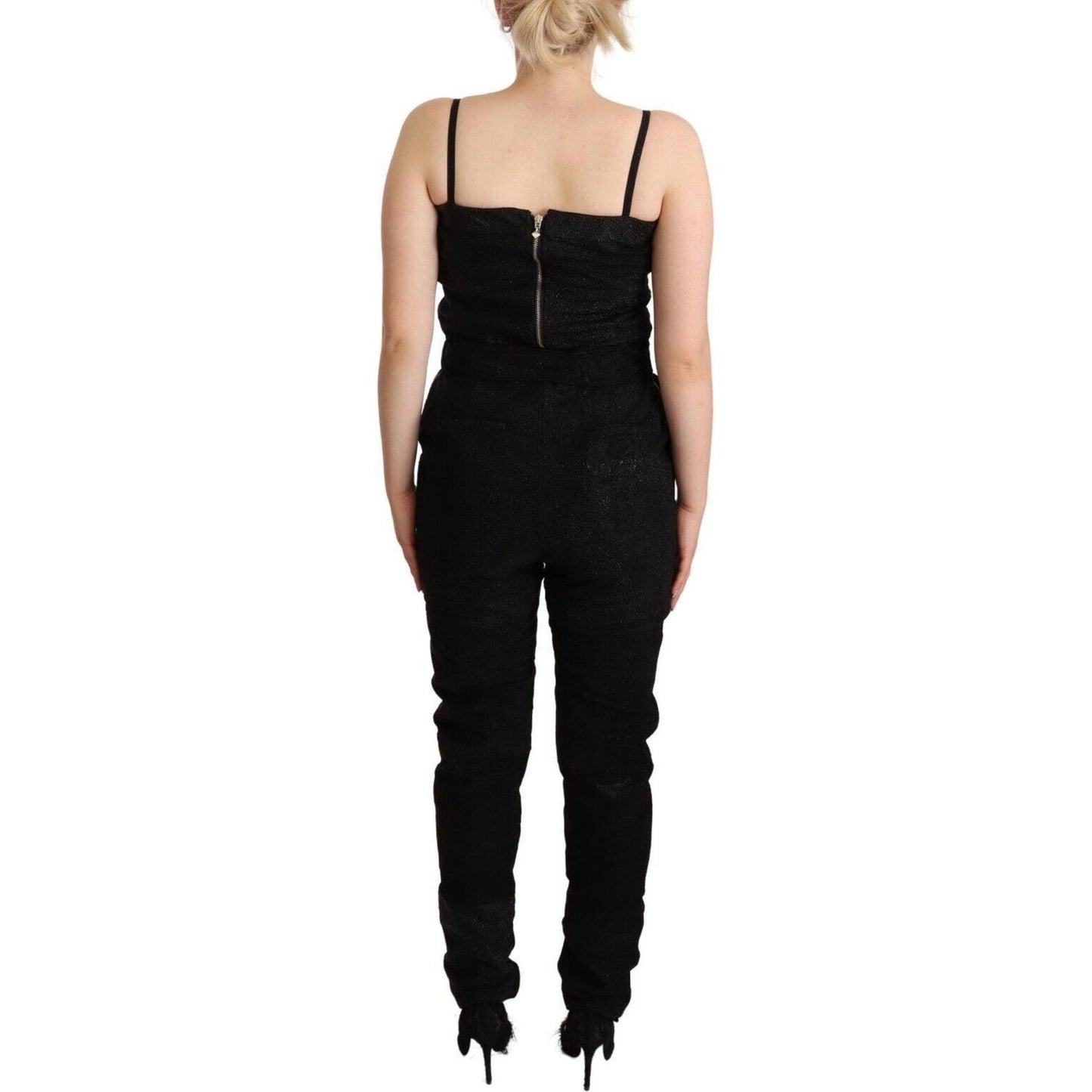 La Maison du Couturier Elegant Sleeveless Jumpsuit Dress in Black Jeans & Pants La Maison du Couturier Tan