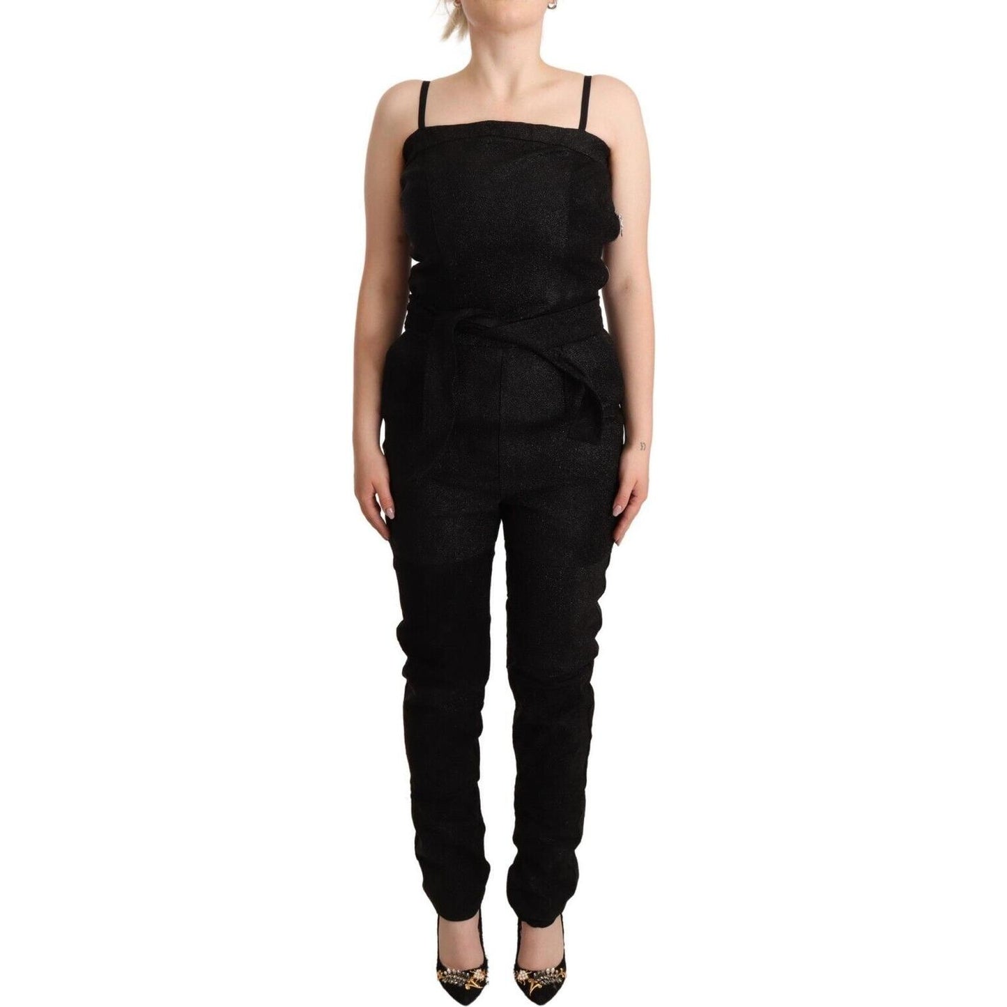 La Maison du Couturier Elegant Sleeveless Jumpsuit Dress in Black Jeans & Pants La Maison du Couturier Black