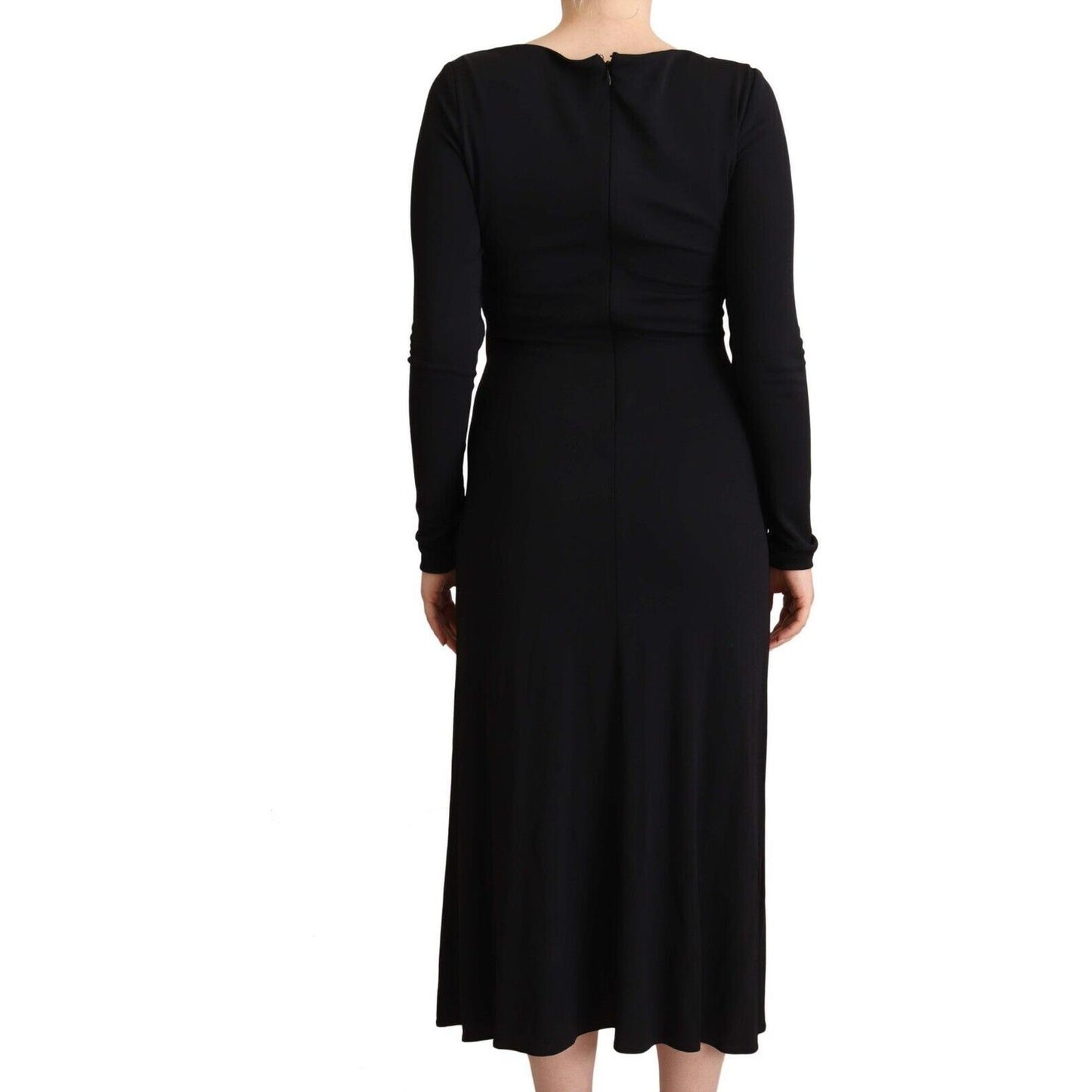 PINKO Elegant Black Nylon Stretch Maxi Dress WOMAN DRESSES PINKO Black