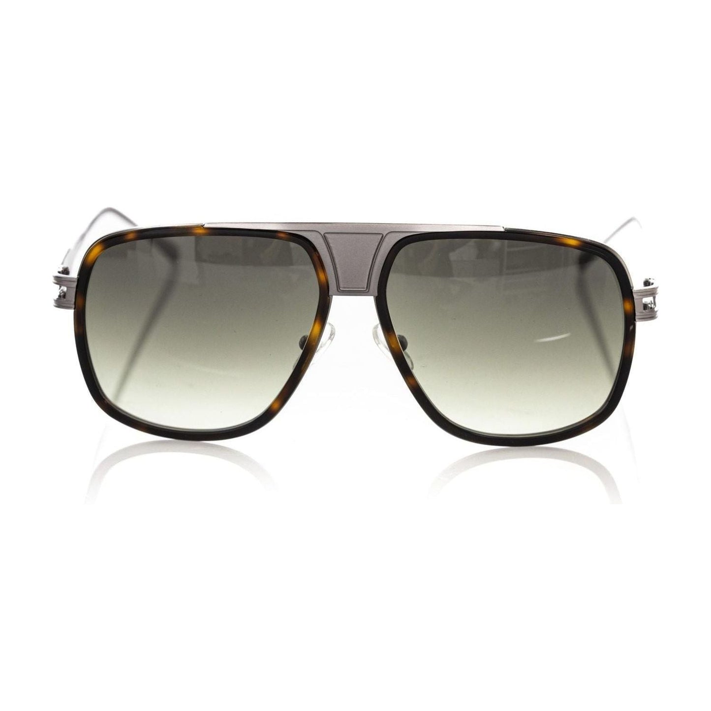 Frankie Morello Brown Metallic Fiber Men Sunglass Frankie Morello Slate Gray