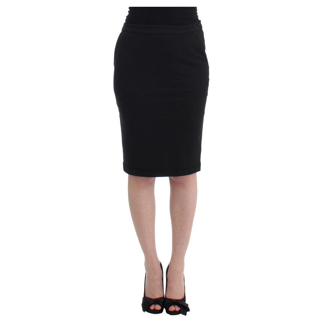 GF Ferre Chic Black Pencil Skirt Knee Length with Side Zip GF Ferre Rosy Brown