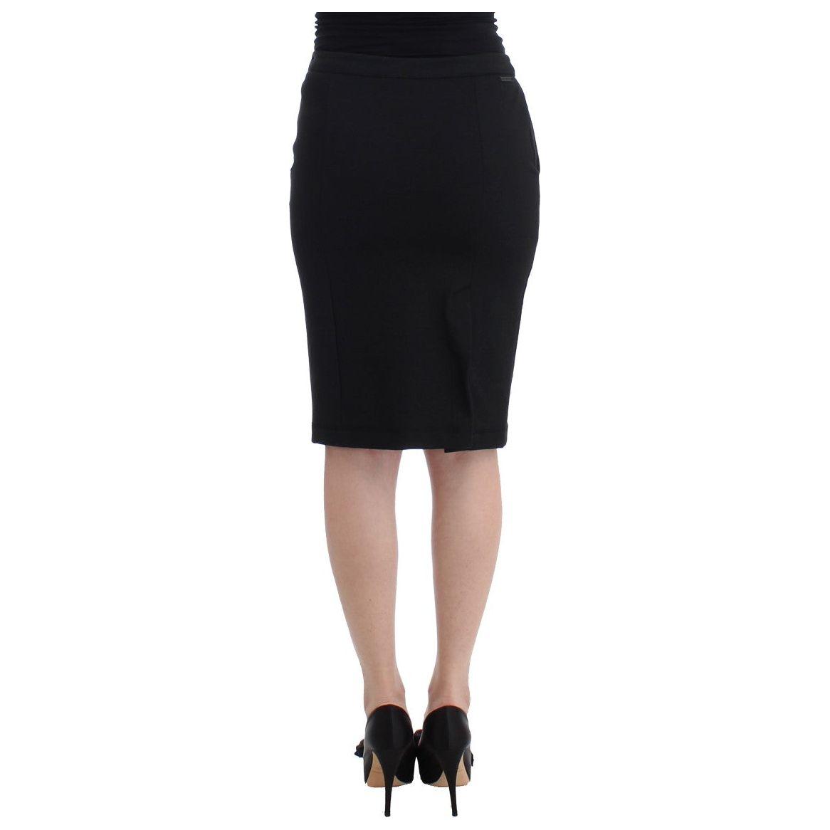 GF Ferre Chic Black Pencil Skirt Knee Length with Side Zip GF Ferre Rosy Brown