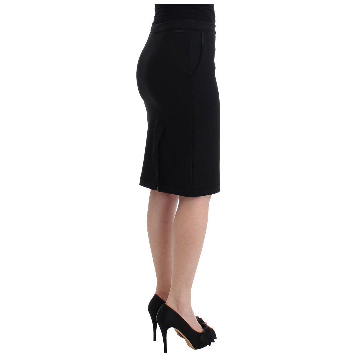 GF Ferre Chic Black Pencil Skirt Knee Length with Side Zip GF Ferre Black
