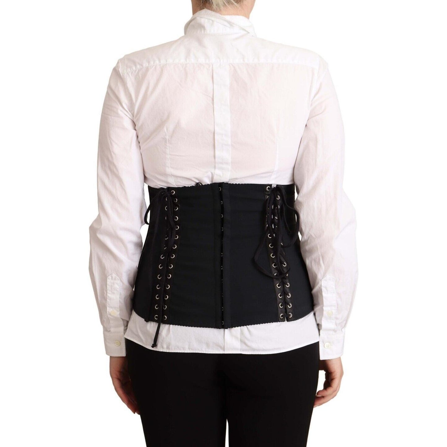 Dolce & Gabbana Chic Black Corset Belt Top WOMAN TOPS AND SHIRTS Dolce & Gabbana Light Gray