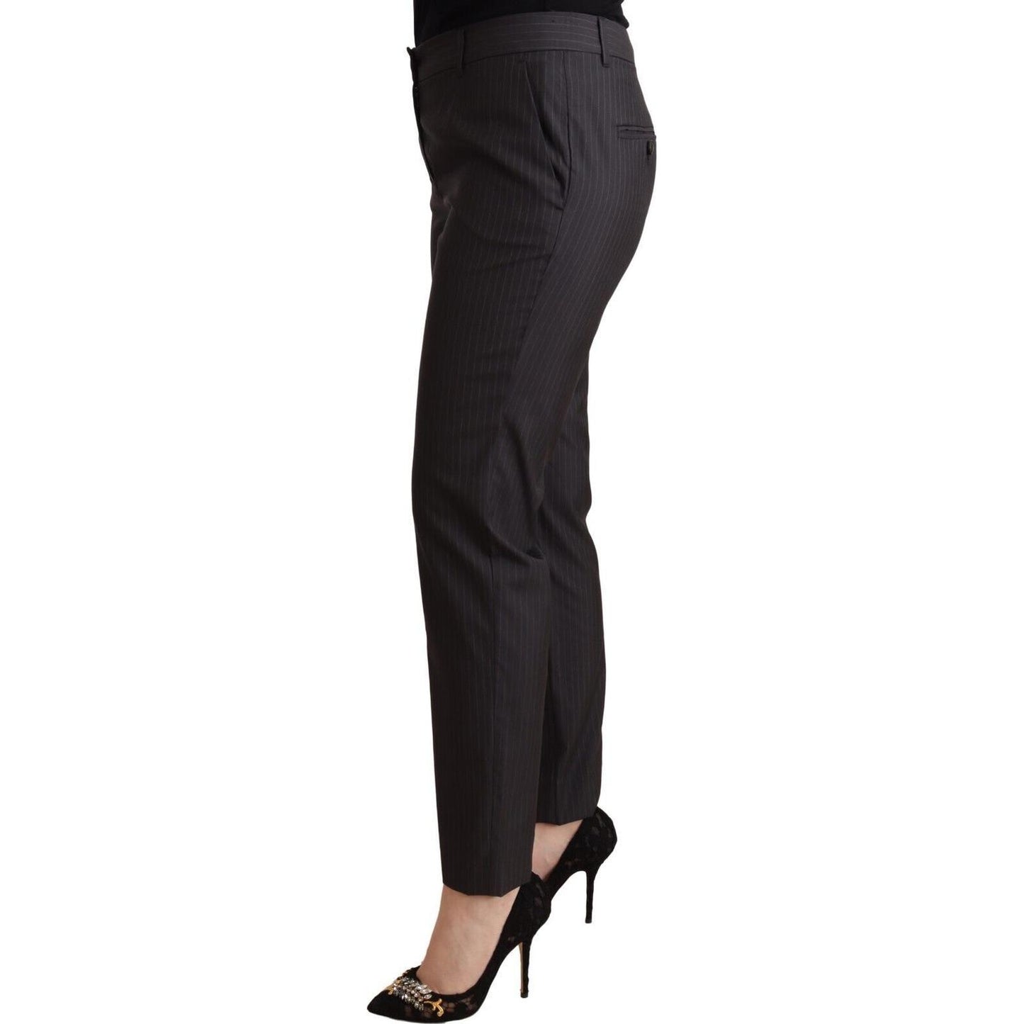 Dolce & Gabbana Elegant Tailored Virgin Wool and Silk Pants Jeans & Pants Dolce & Gabbana Black