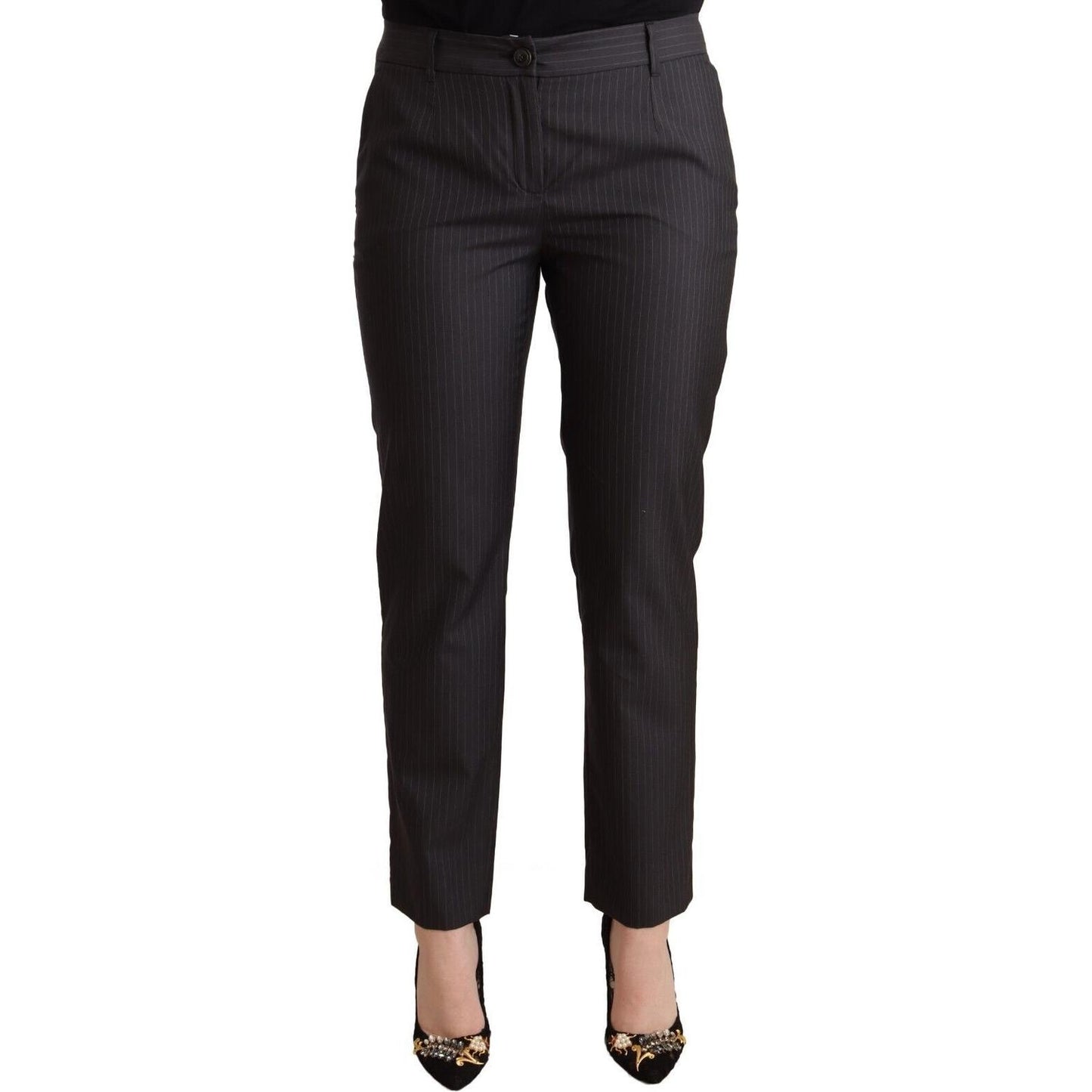 Dolce & Gabbana Elegant Tailored Virgin Wool and Silk Pants Jeans & Pants Dolce & Gabbana Black