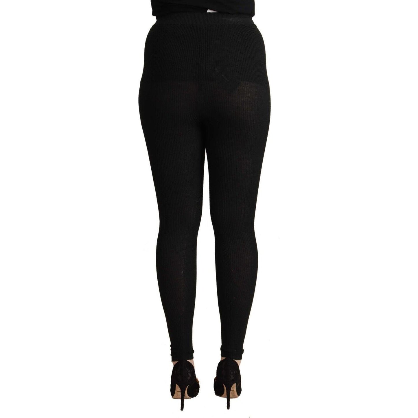 Dolce & Gabbana Elegant High Waist Cashmere-Silk Tights Pants Jeans & Pants Dolce & Gabbana Black