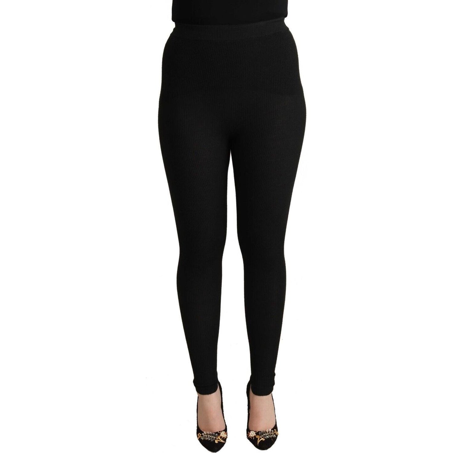 Dolce & Gabbana Elegant High Waist Cashmere-Silk Tights Pants Jeans & Pants Dolce & Gabbana Black