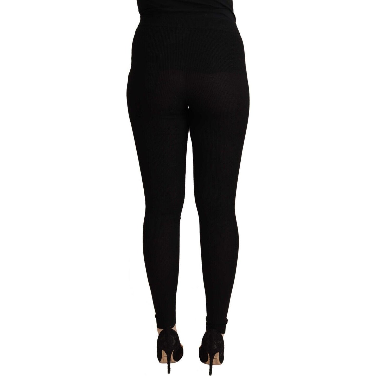 Dolce & Gabbana Black High Waist Cashmere Tights Pants Jeans & Pants Dolce & Gabbana Black
