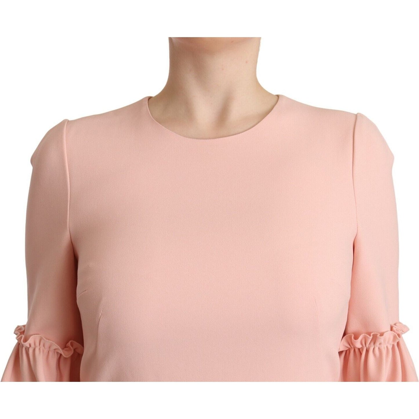 Dolce & Gabbana Ruffled Sleeve Sheath Dress in Pink Dolce & Gabbana Light Pink