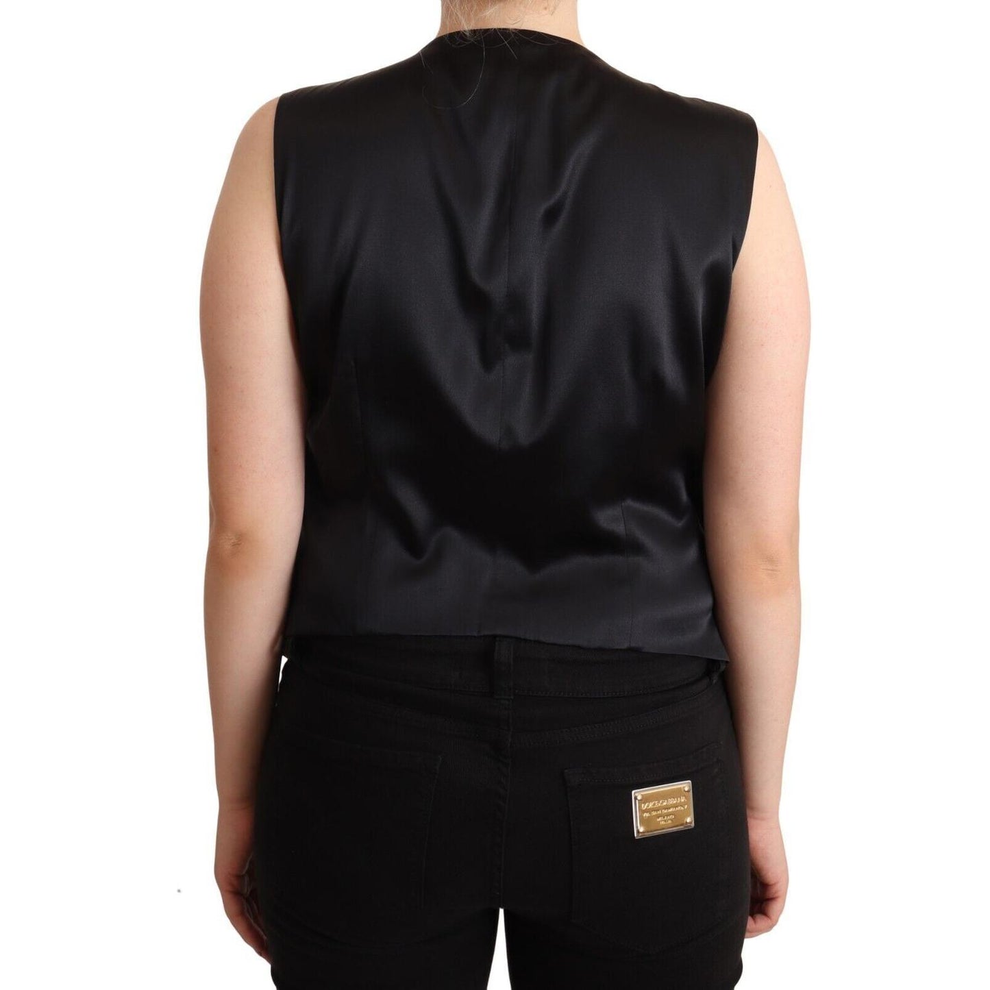 Dolce & Gabbana Chic Buttoned Black Waistcoat WOMAN TOPS AND SHIRTS Dolce & Gabbana Tan