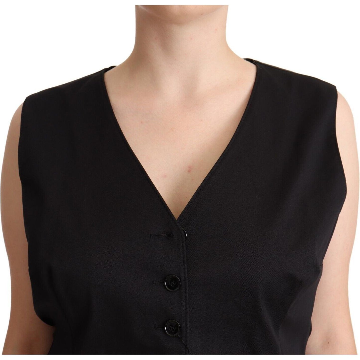 Dolce & Gabbana Chic Buttoned Black Waistcoat WOMAN TOPS AND SHIRTS Dolce & Gabbana Black